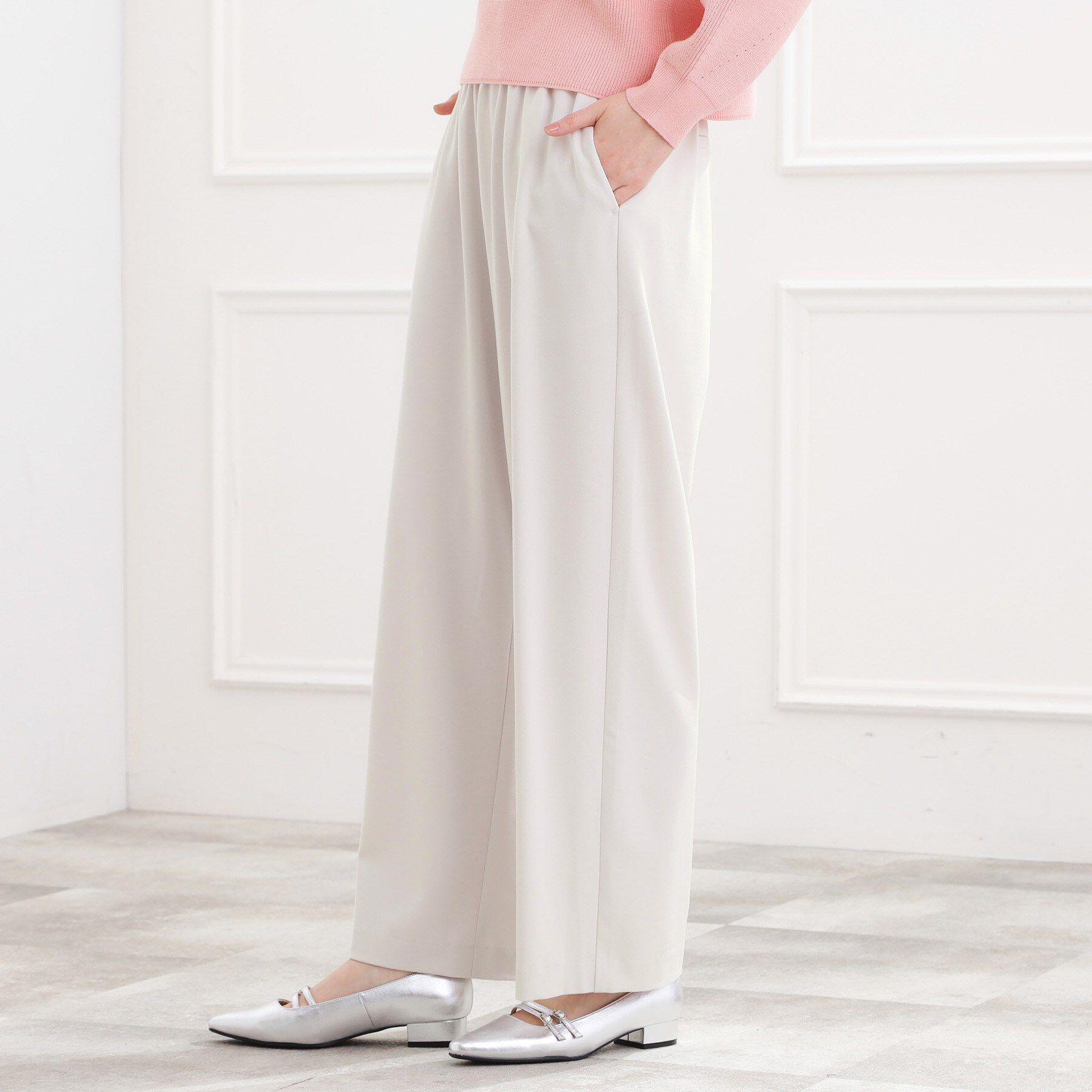 grove「きれい見えとイージーな着心地を両立した、ウエストシャーリング ワイドパンツ」|その他|