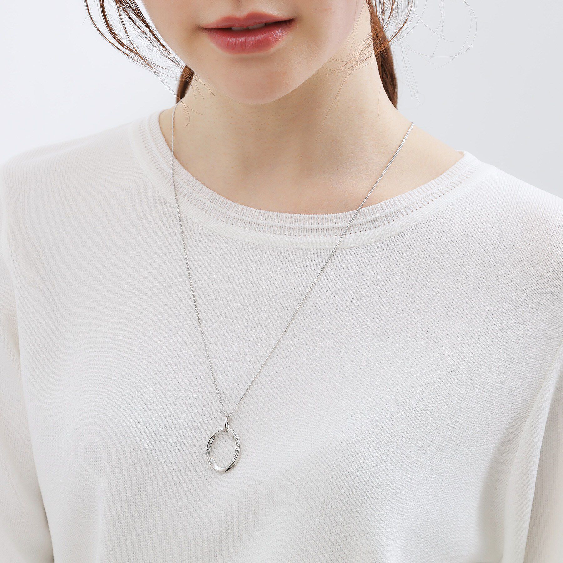 grove「ツイストオーバルビジューネックレス」|ネックレス|