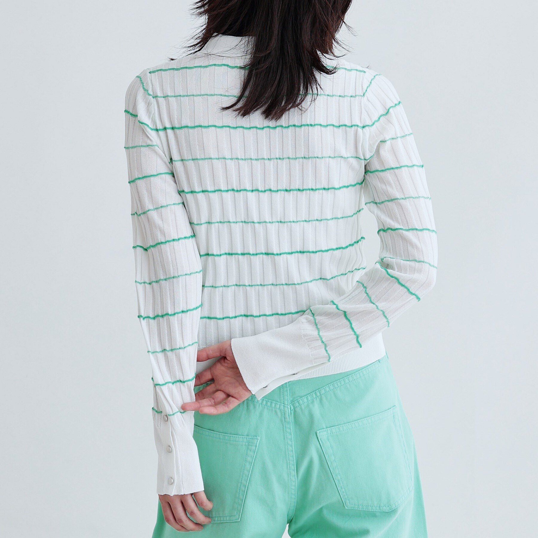 GALLEST「シアーボーダーポロニット」|ニット・セーター|