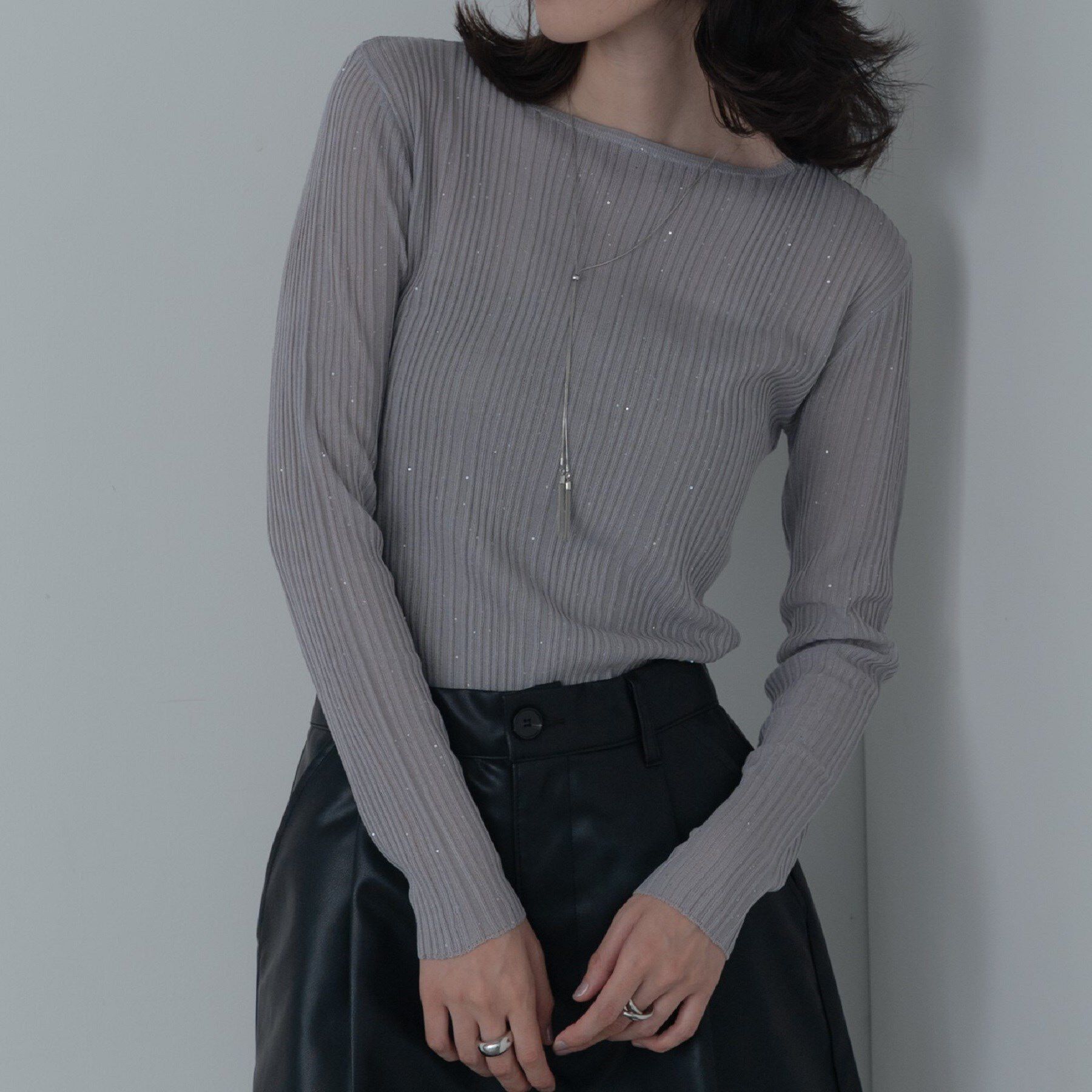 GALLEST「シアースパンコールニット」|ニット・セーター|グレー(012)