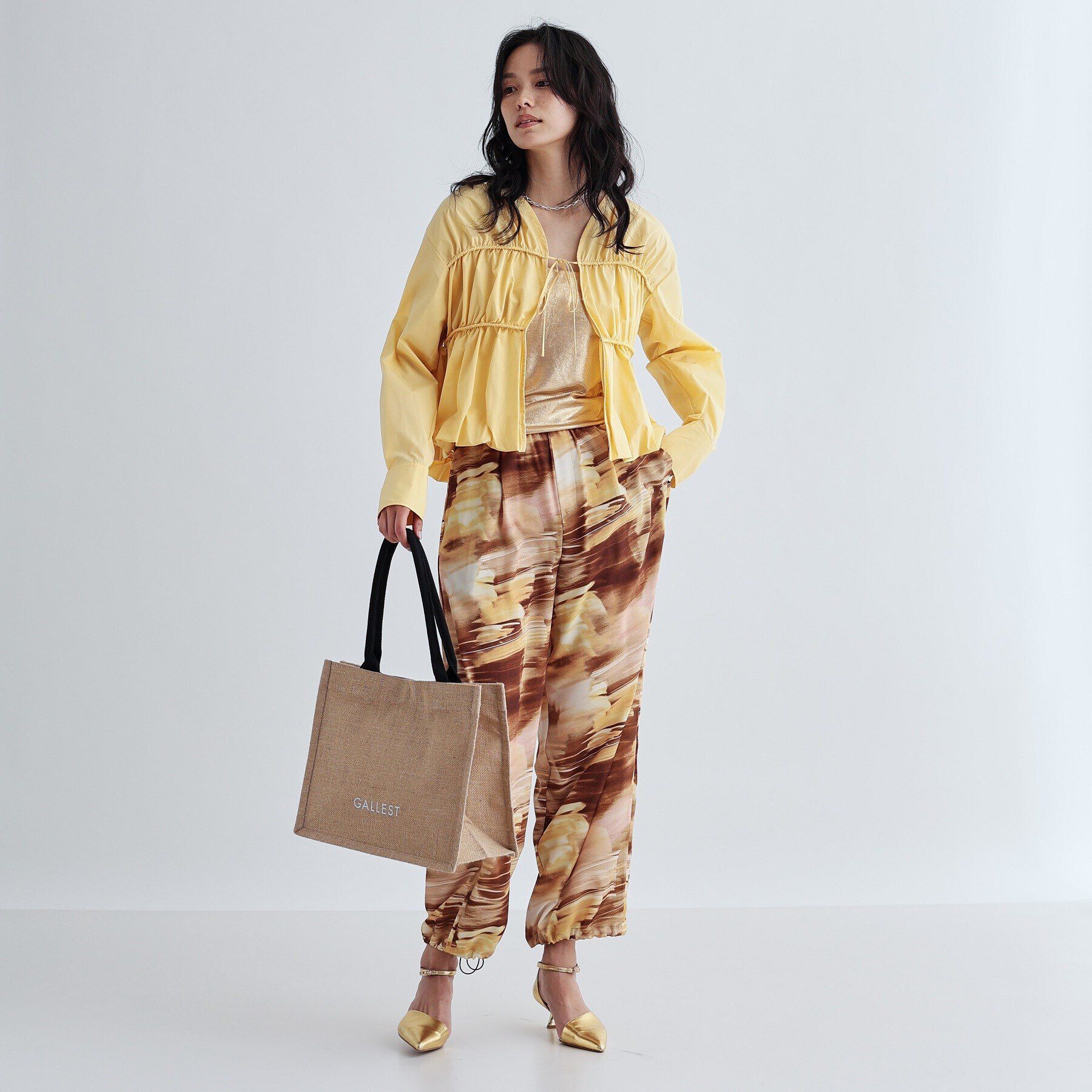 GALLEST「シャーリングギャザーブラウス【フロントボタン/前開き】」|シャツ・ブラウス|