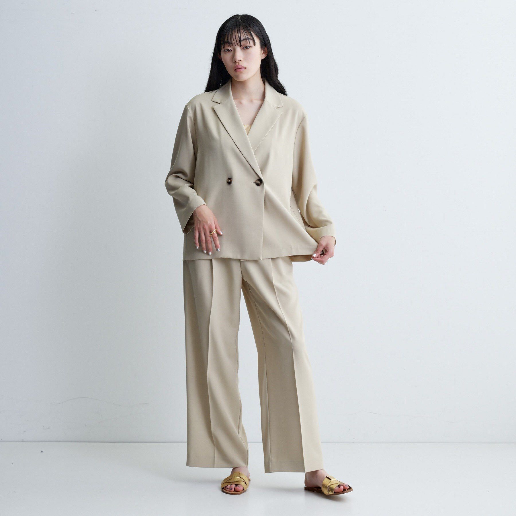 GALLEST「【セットアップ可】モードフィットダブルボタンジャケット【カセット服/オケージョン/通勤】」|テーラードジャケット|