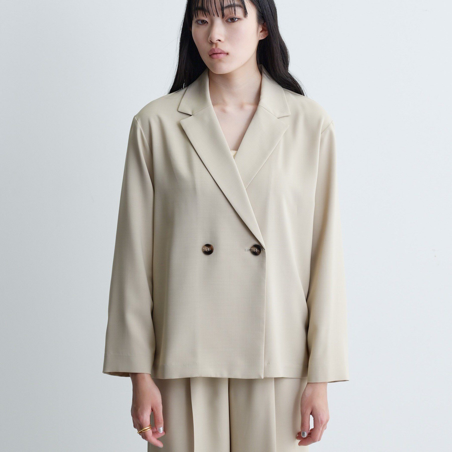 GALLEST「【セットアップ可】モードフィットダブルボタンジャケット【カセット服/オケージョン/通勤】」|テーラードジャケット|ベージュ(052)