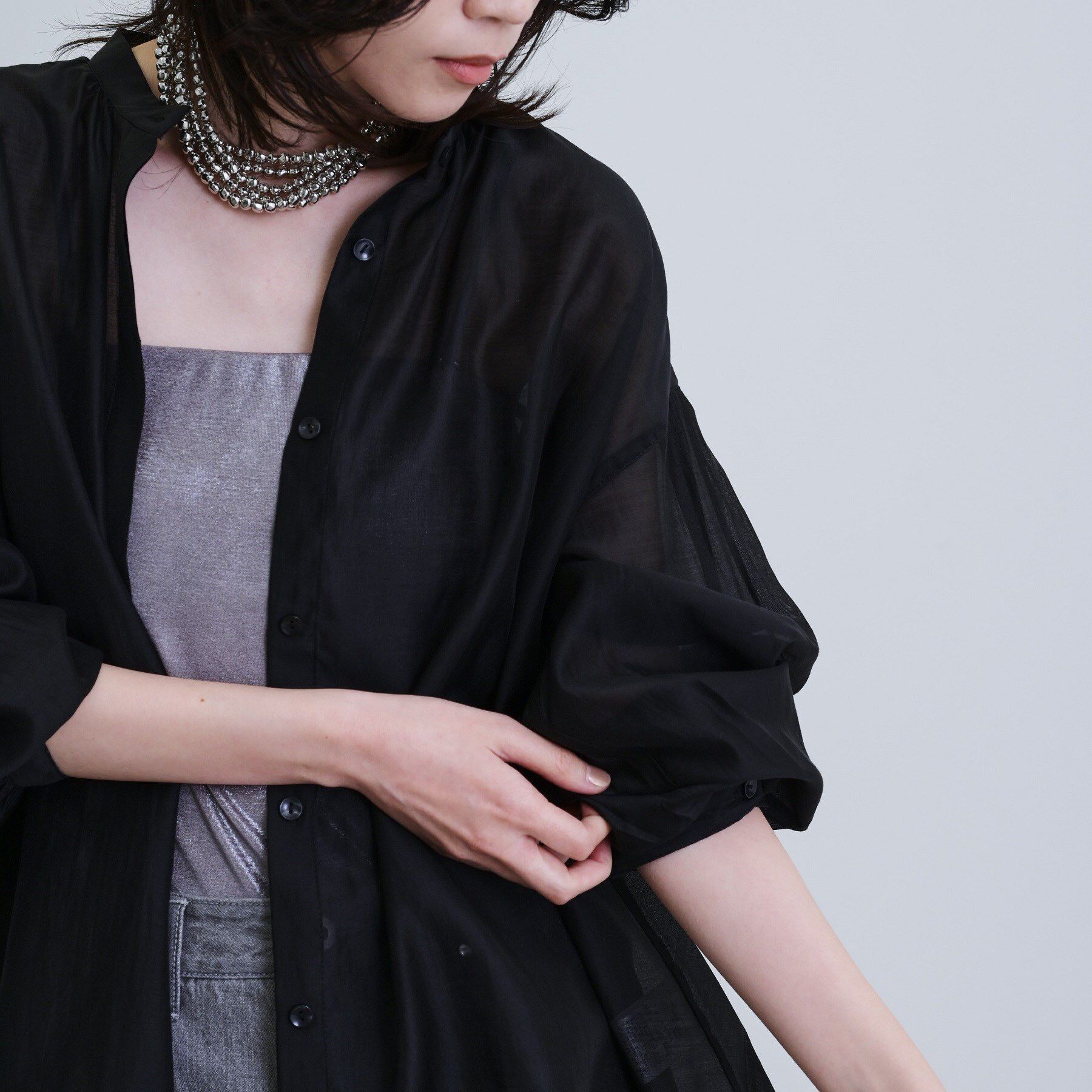 GALLEST「シアーローンミドル丈シャツ/シアーシャツ/シアートップス【洗える】」|シャツ・ブラウス|