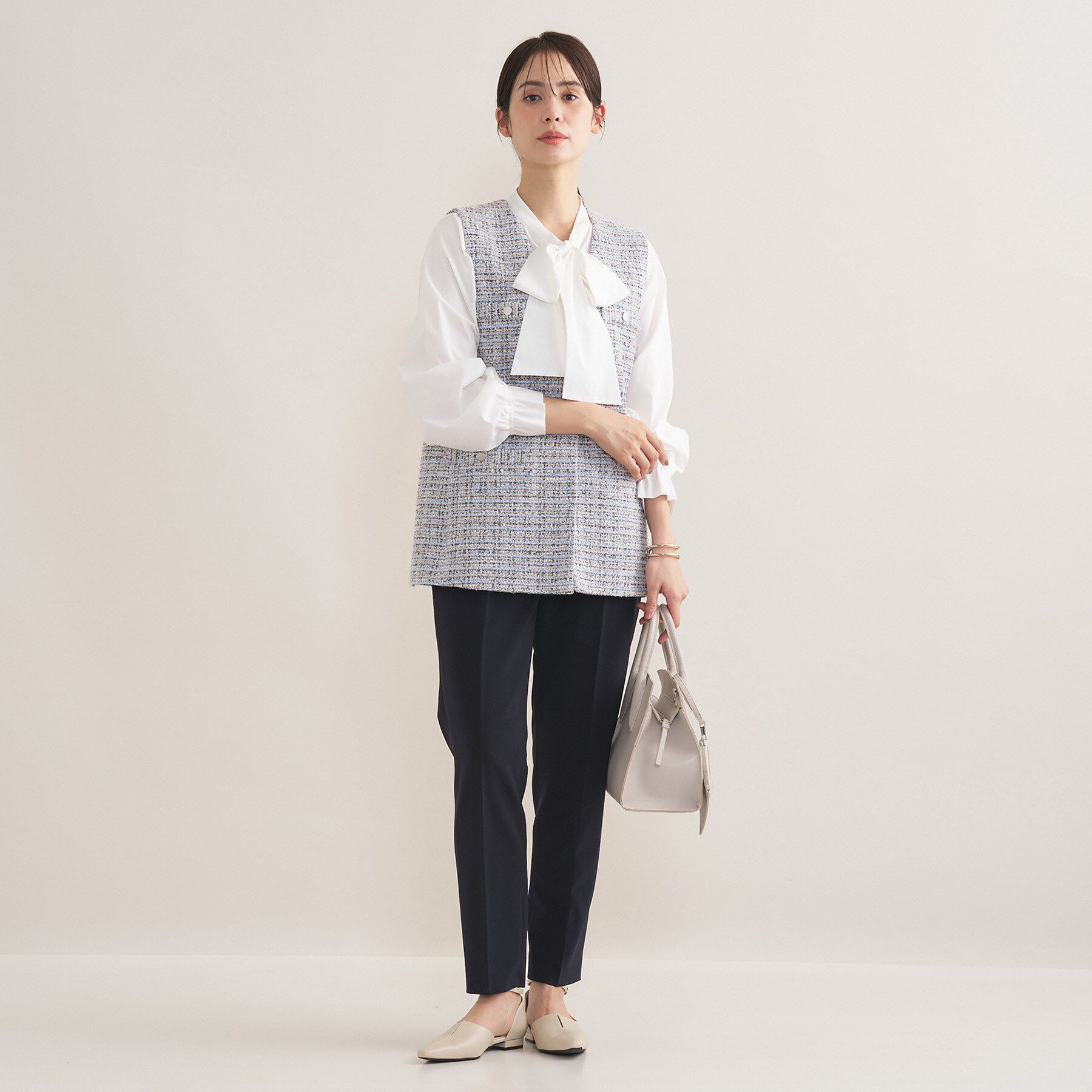 INDIVI「【2点セット／洗える／セレモニー】ツイードジレ＆ボウタイブラウス」|その他|