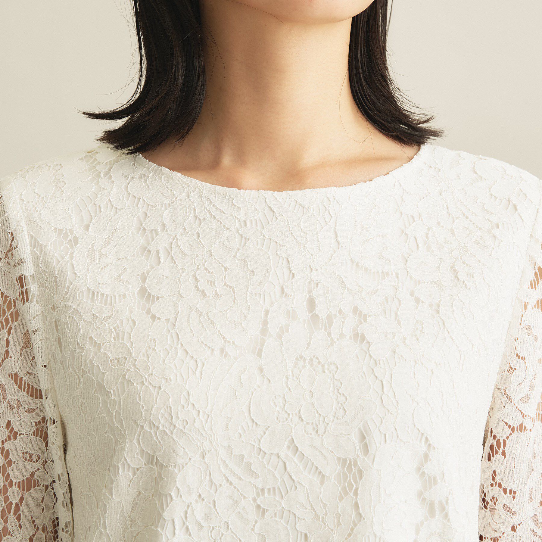 INDIVI「【洗える／セレモニー】フラワーレースブラウス」|シャツ・ブラウス|