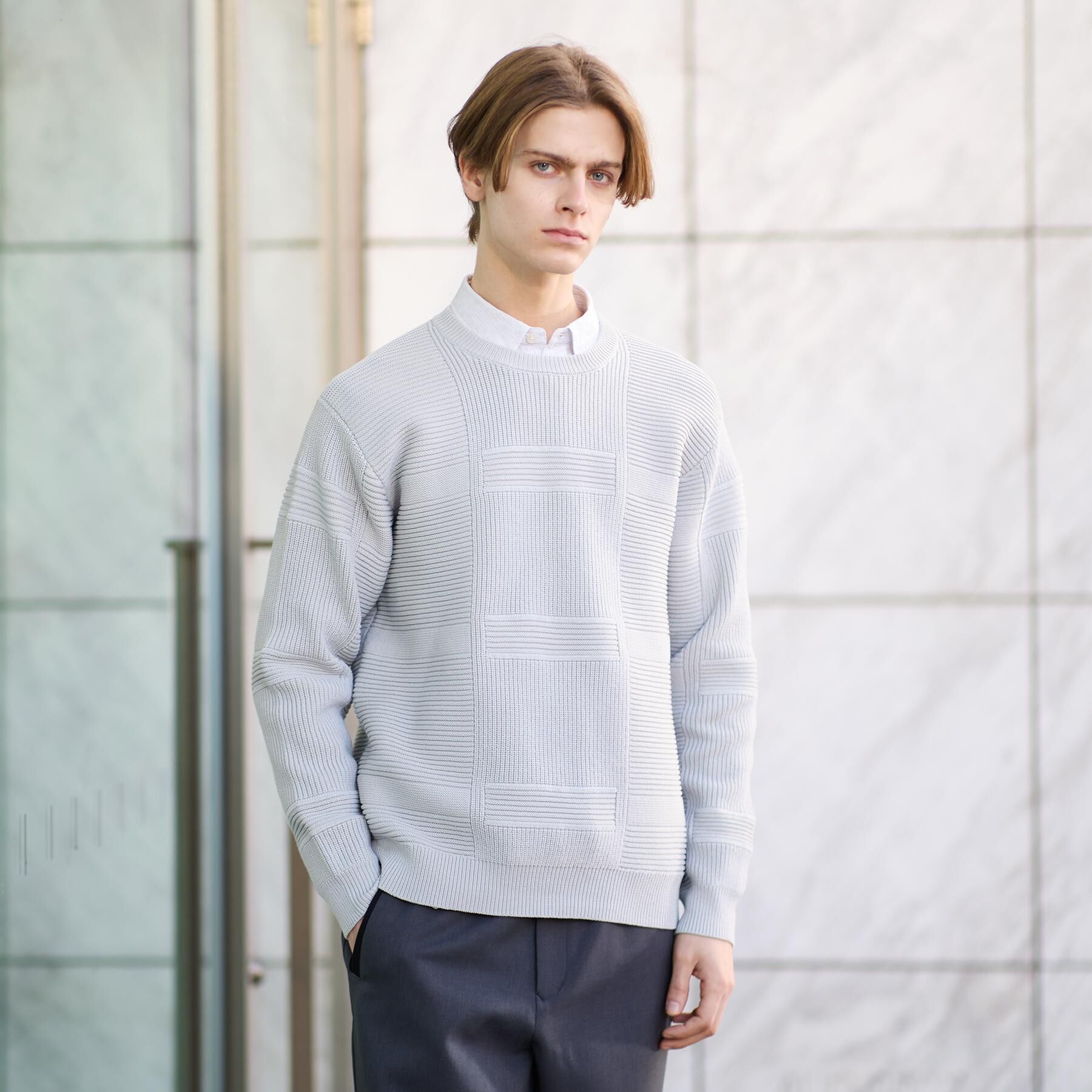 TAKEO KIKUCHI「畦編みチェック プルオーバーニット」|ニット・セーター|