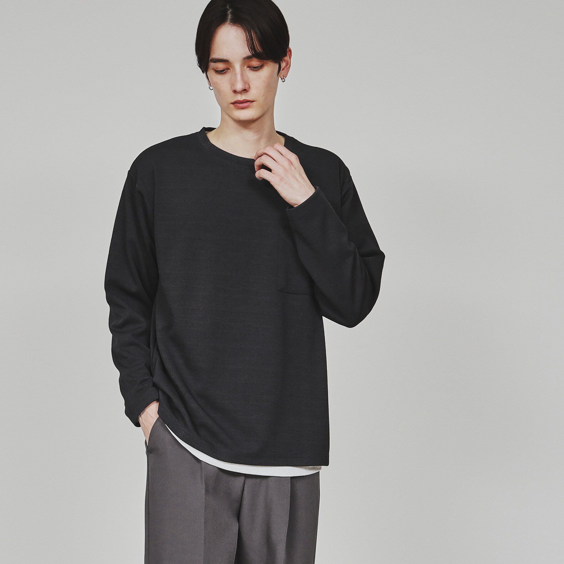 tk.TAKEO KIKUCHI「【セットアイテム】フクレジャカードアンサンブル」|Tシャツ・カットソー|チャコールグレー(0