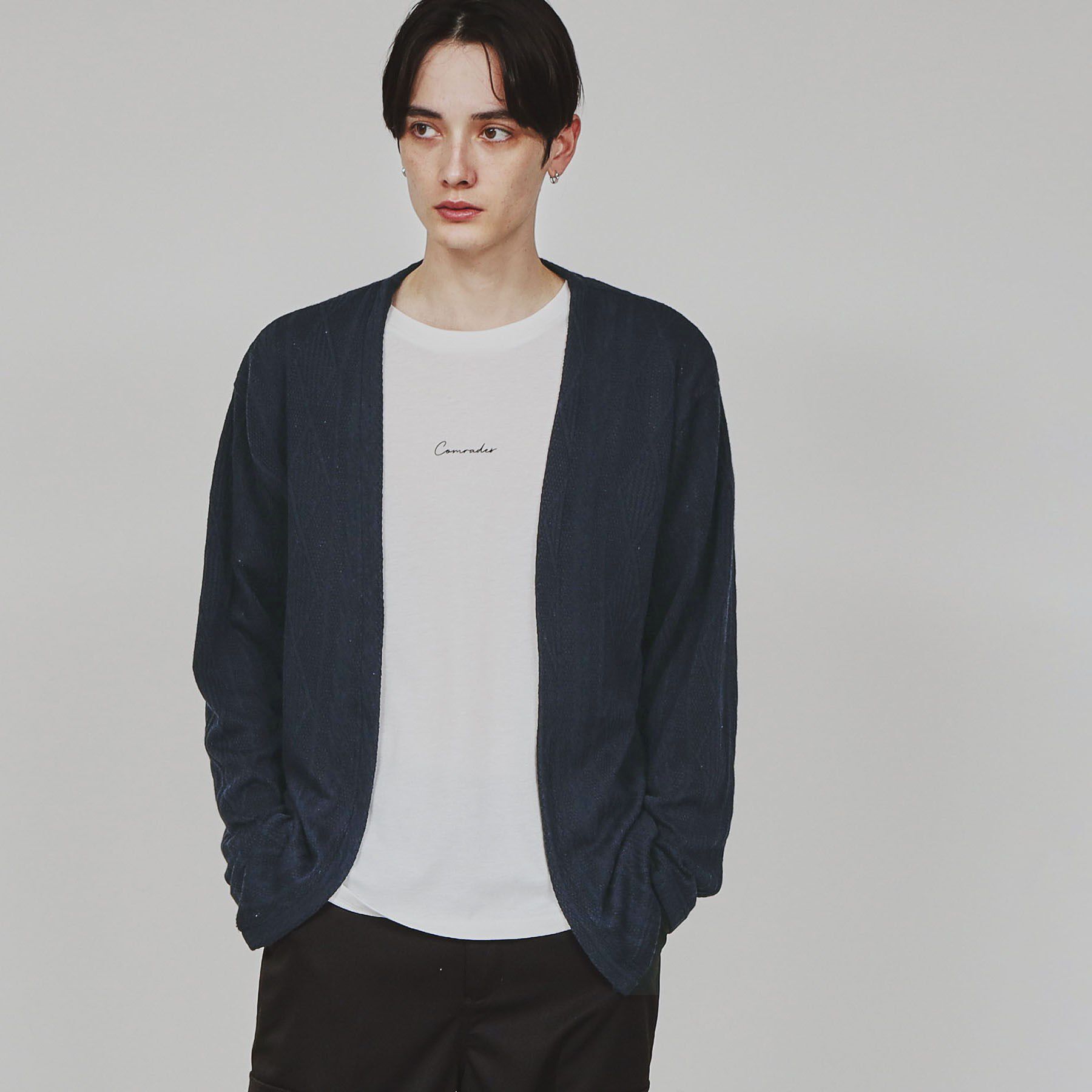 tk.TAKEO KIKUCHI「【セットアップ】フクレジャカードカーデアンサンブル」|カーディガン|ネイビー(094)