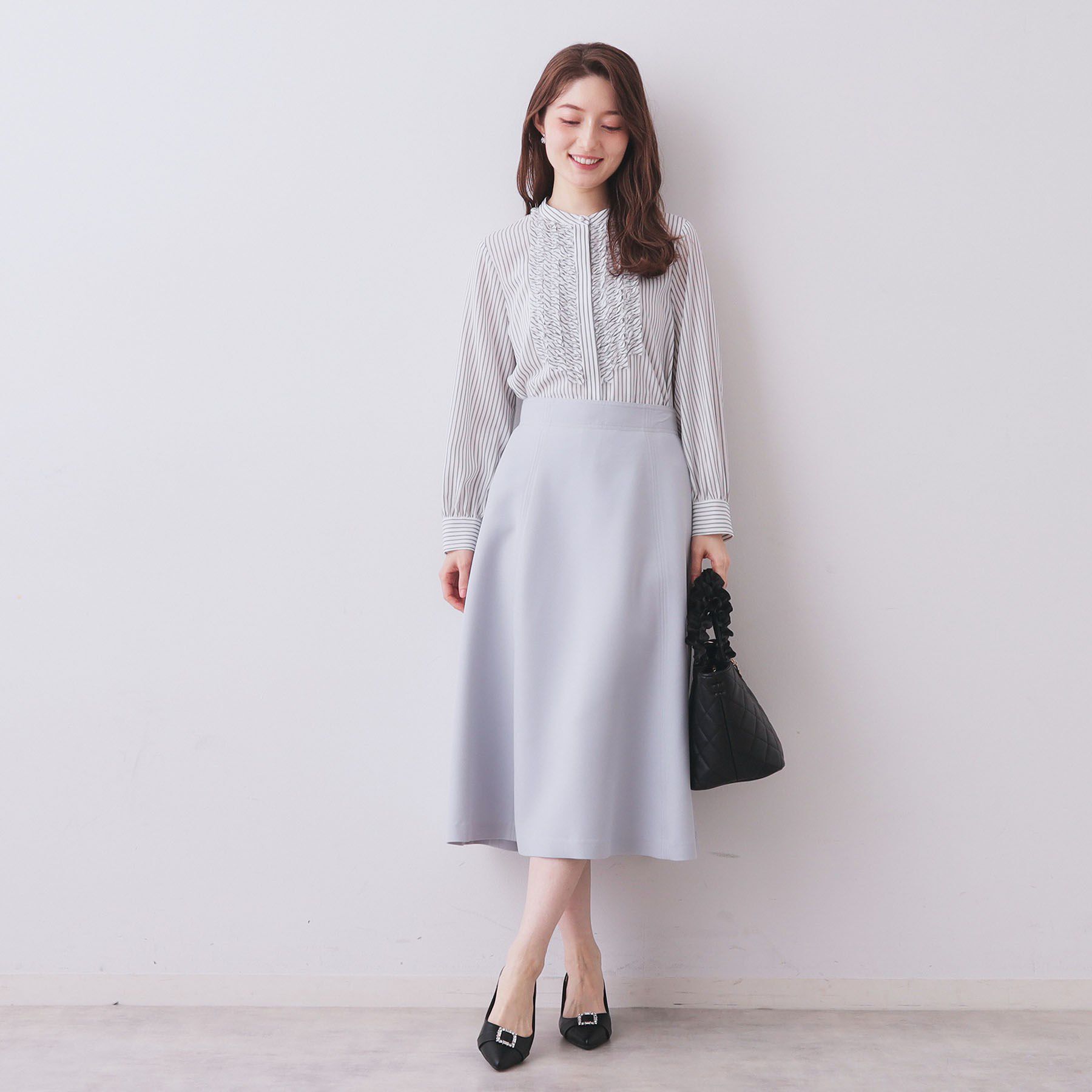 index「バンドカラーフリルブラウス【洗濯機OK/イージーアイロン】」|シャツ・ブラウス|