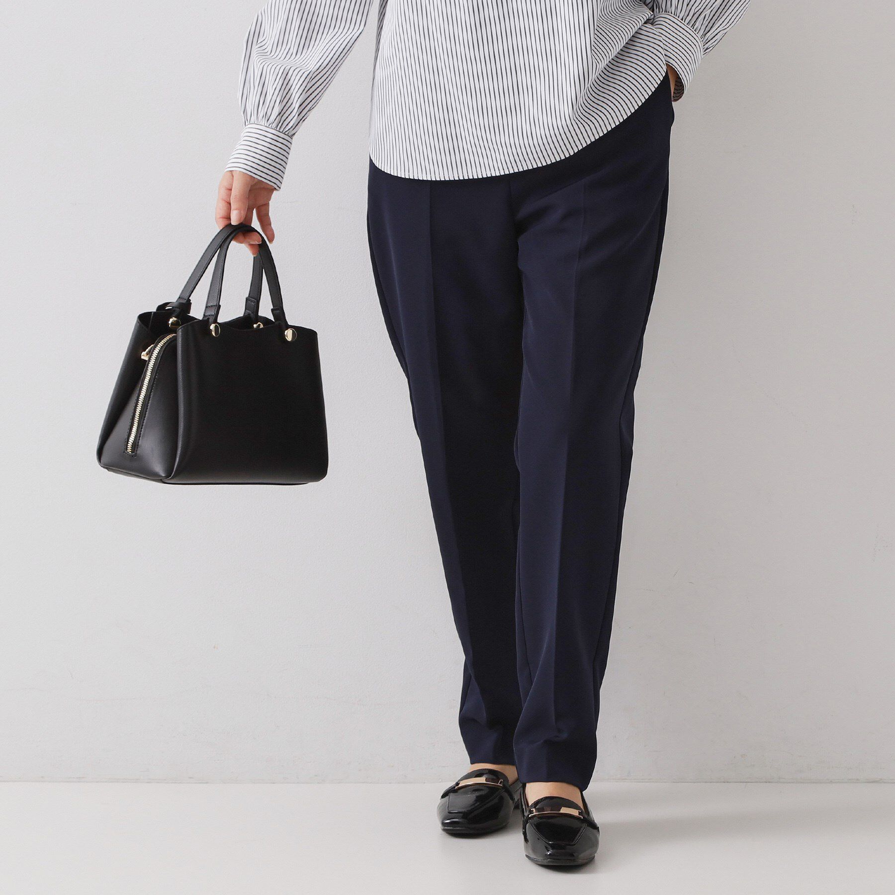 OPAQUE.CLIP「≪通勤・セレモニーセットアップ対応≫ テーパードパンツダブルクロス【洗濯機OK】」|その他|ネイビー(094)