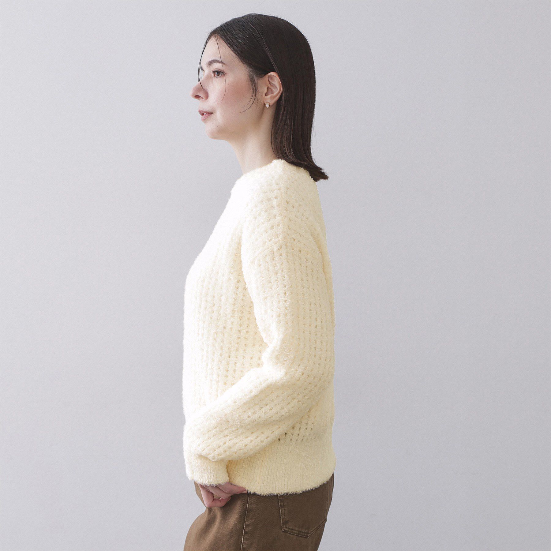 OPAQUE.CLIP「モールヤーンメッシュニット【洗濯機OK】」|ニット・セーター|