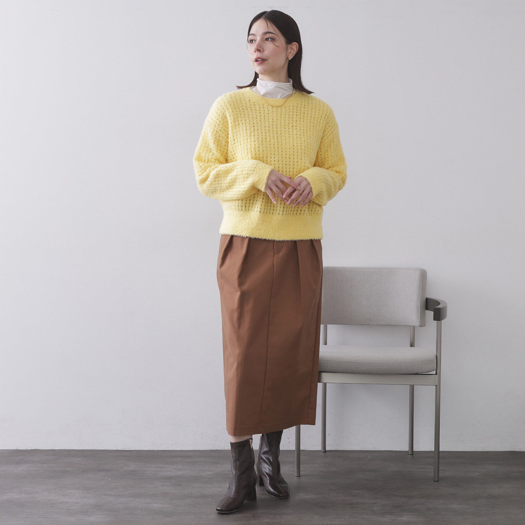 OPAQUE.CLIP「モールヤーンメッシュニット【洗濯機OK】」|ニット・セーター|