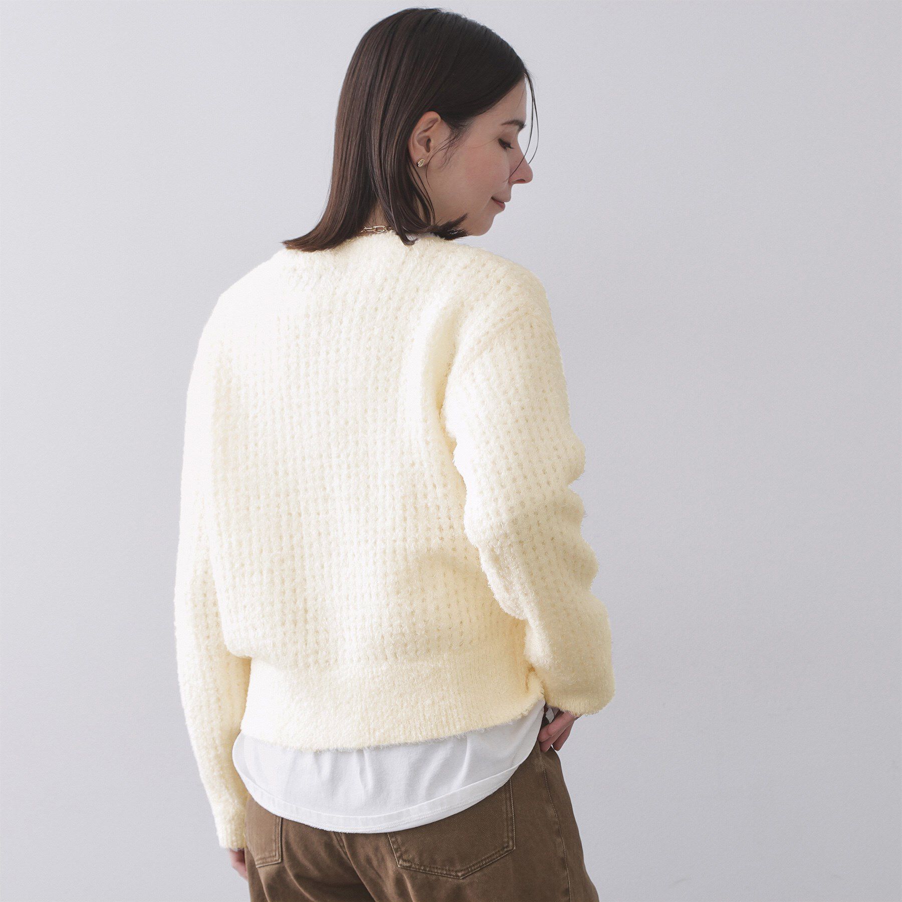 OPAQUE.CLIP「モールヤーンメッシュニット【洗濯機OK】」|ニット・セーター|