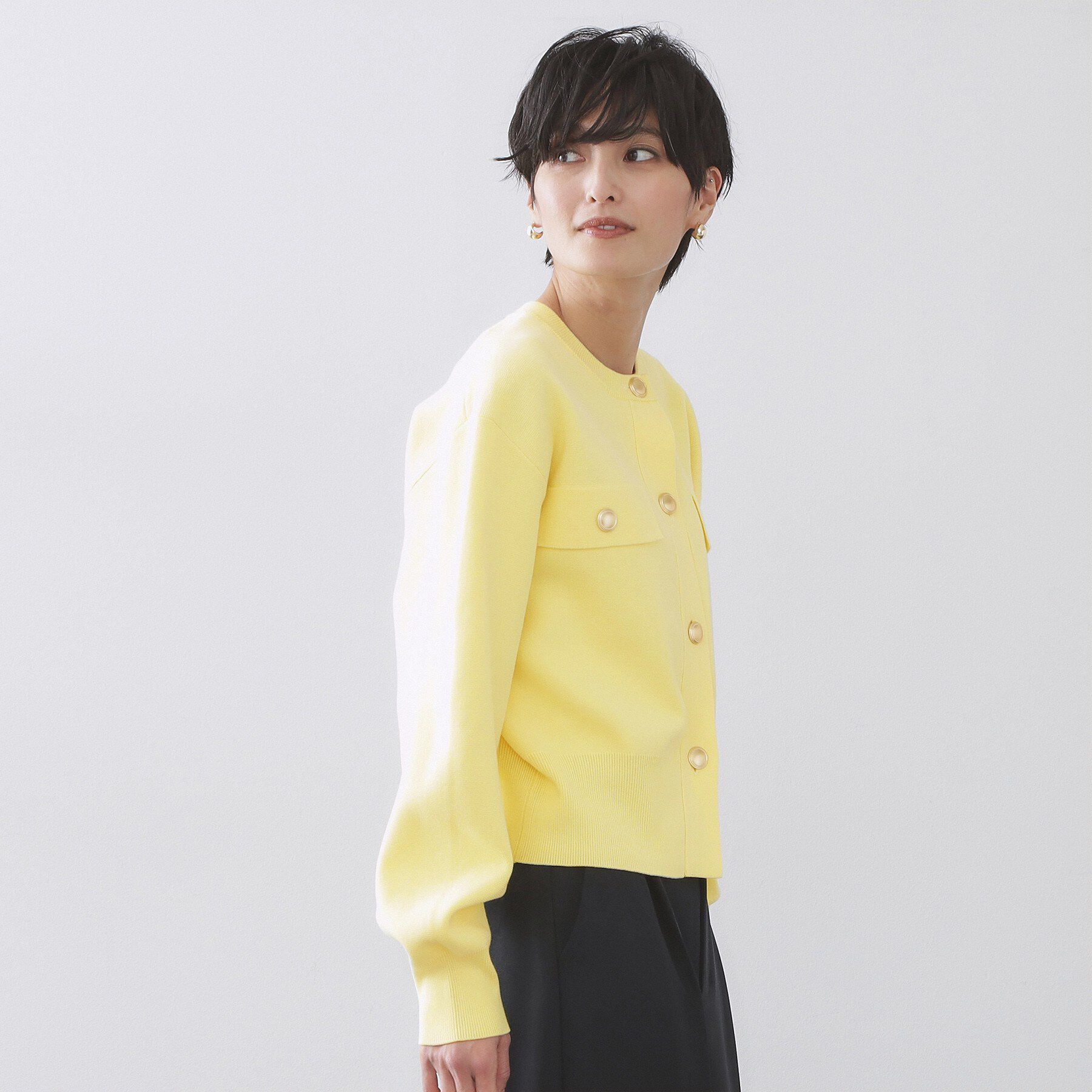 OPAQUE.CLIP「フラップポケット金ボタンニットカーディガン【洗濯機OK】」|カーディガン|