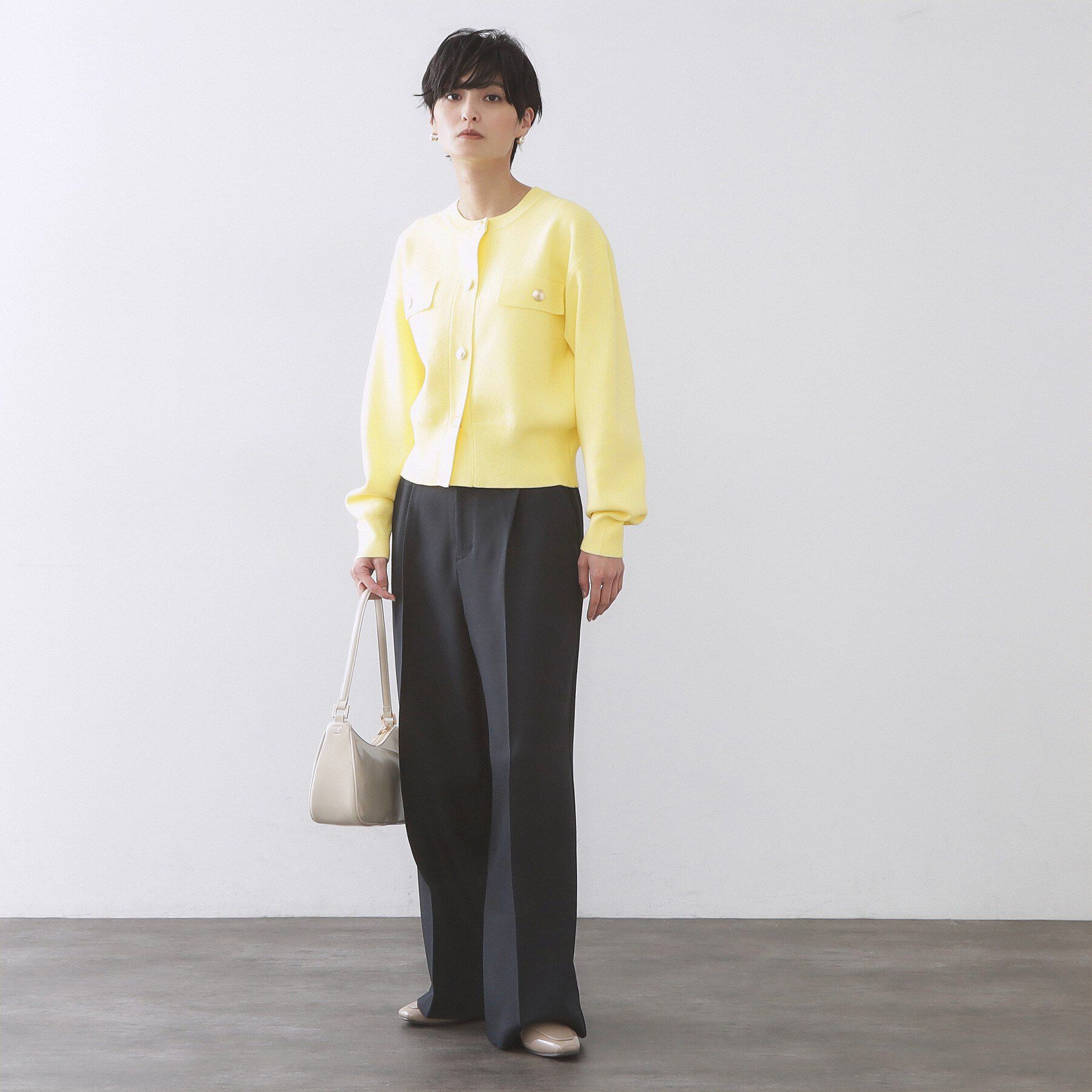 OPAQUE.CLIP「フラップポケット金ボタンニットカーディガン【洗濯機OK】」|カーディガン|