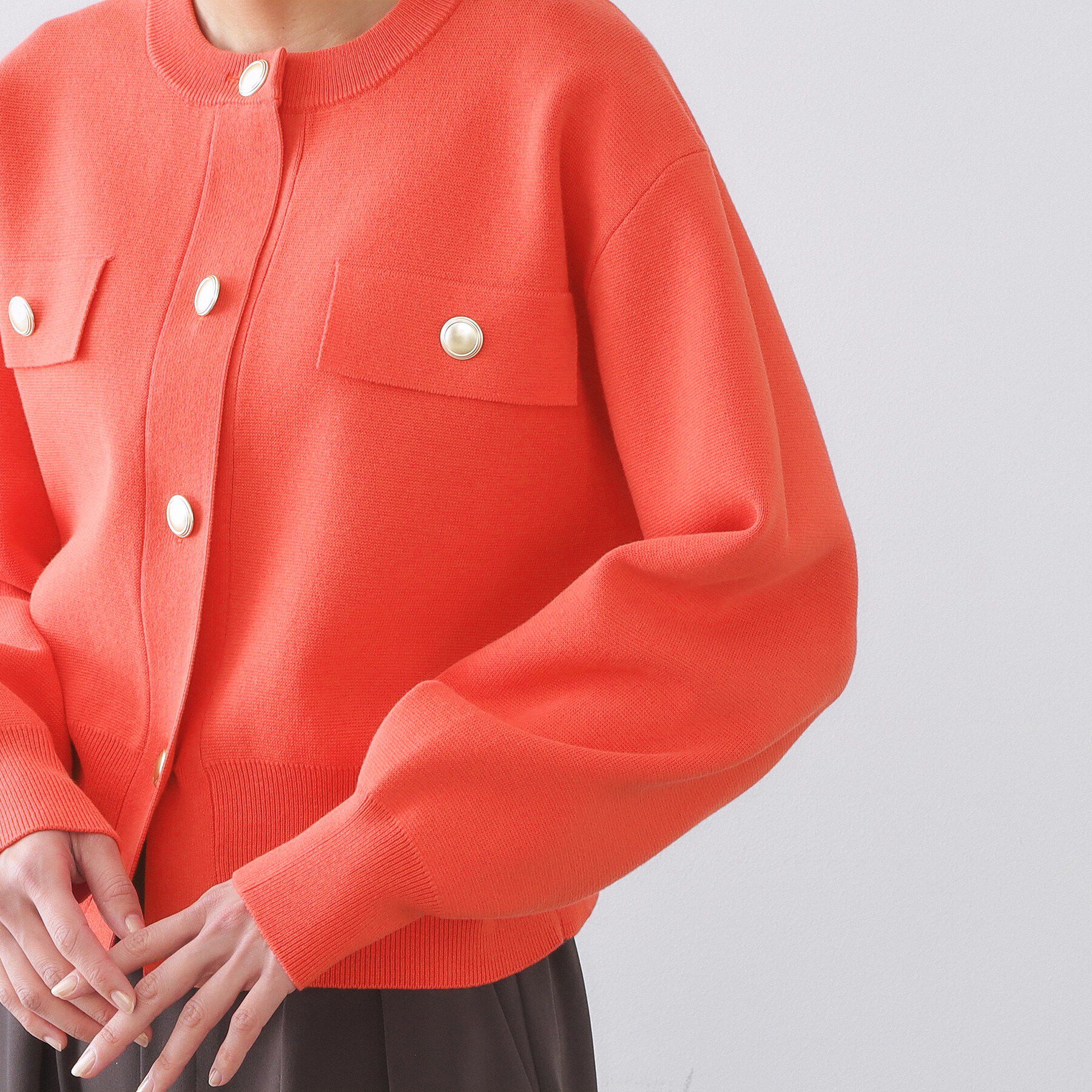 OPAQUE.CLIP「フラップポケット金ボタンニットカーディガン【洗濯機OK】」|カーディガン|