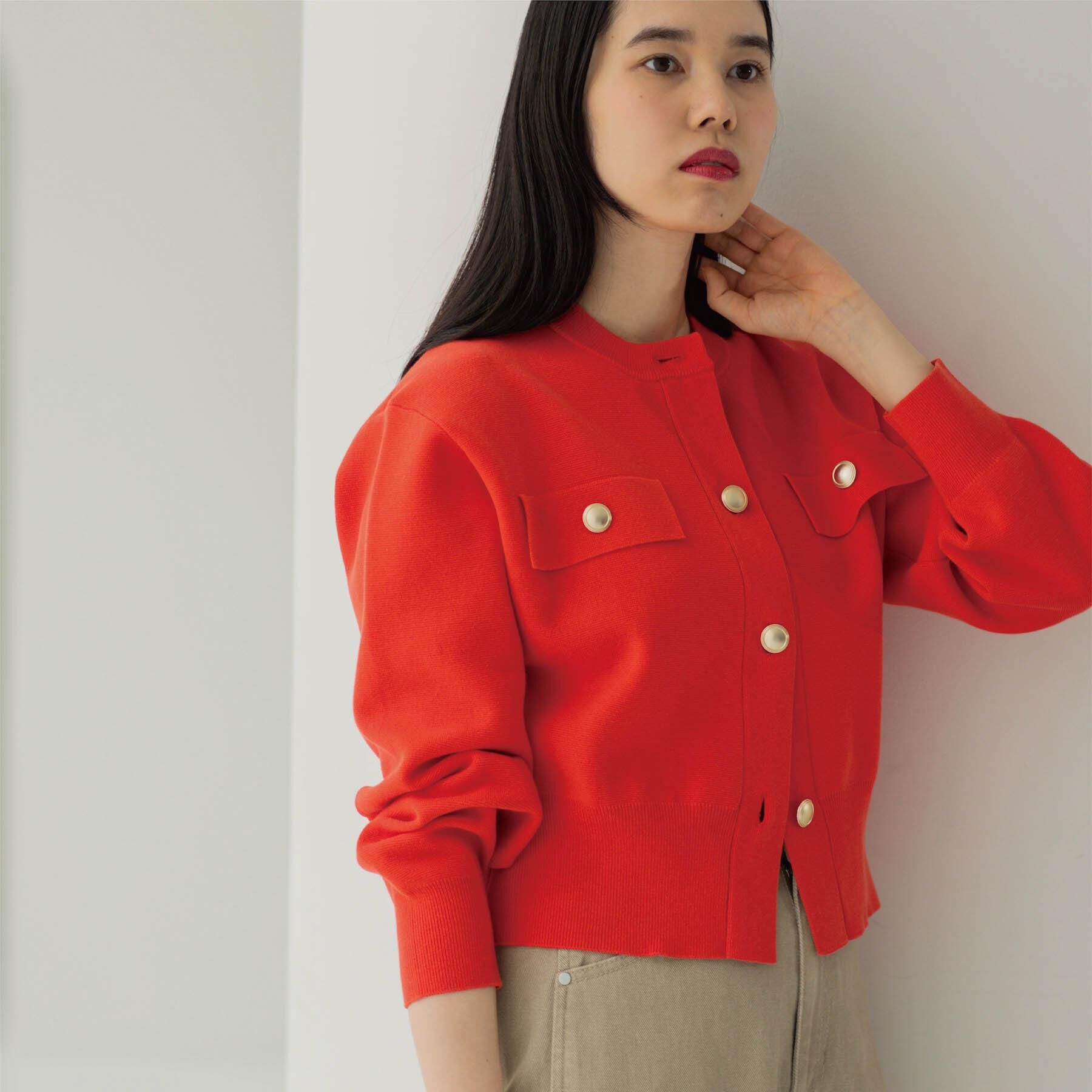 OPAQUE.CLIP「フラップポケット金ボタンニットカーディガン【洗濯機OK】」|カーディガン|