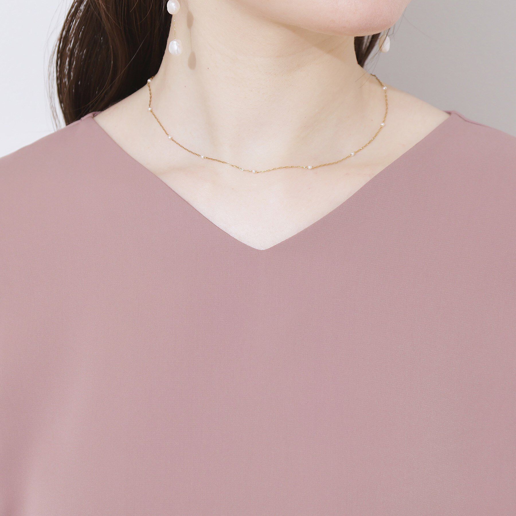 Couture broach「【マシンウォッシャブル・シアー・細見え】Vネック袖レースフレアブラウス」|シャツ・ブラウス|