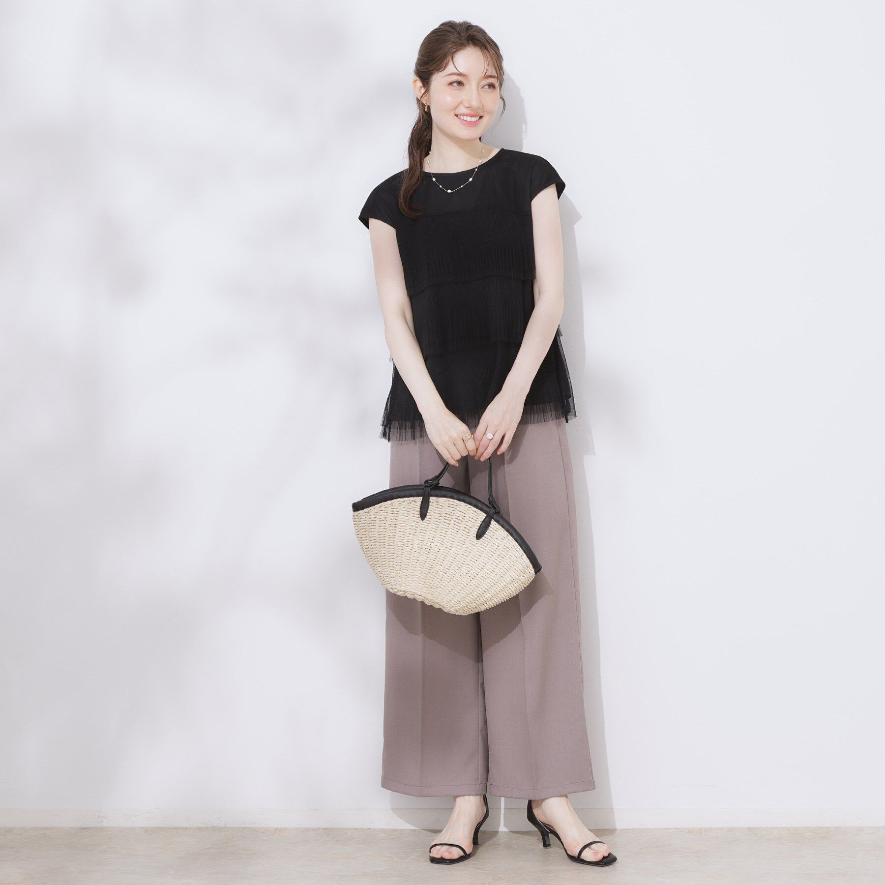 Couture broach「【マシンウォッシャブル・大人可愛い】チュールプリーツチュニック」|Tシャツ・カットソー|