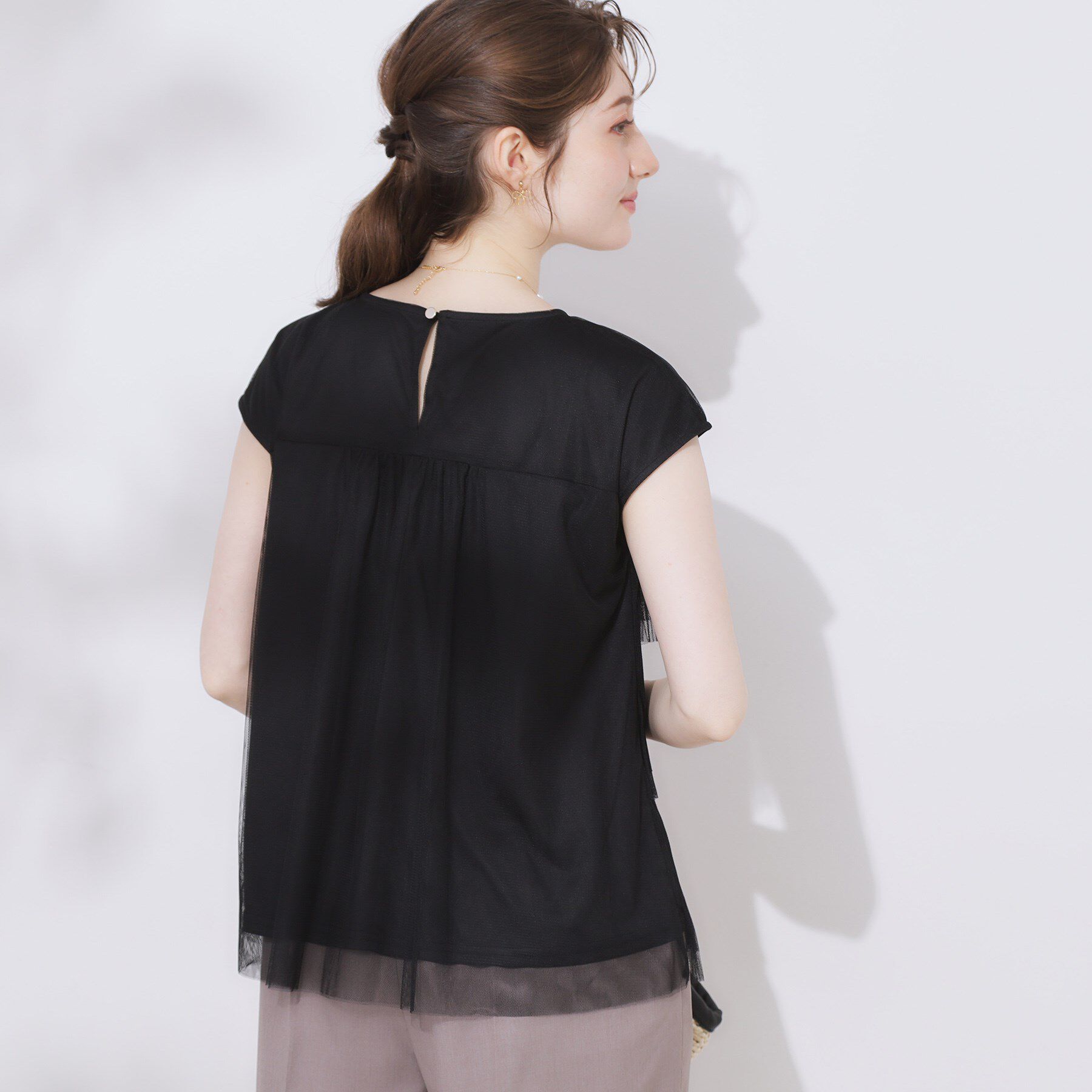 Couture broach「【マシンウォッシャブル・大人可愛い】チュールプリーツチュニック」|Tシャツ・カットソー|