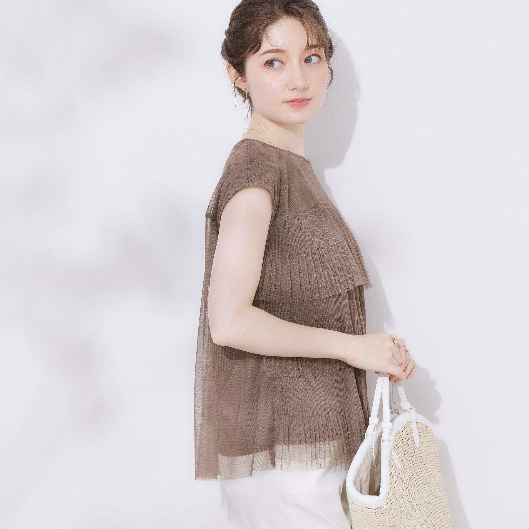 Couture broach「【マシンウォッシャブル・大人可愛い】チュールプリーツチュニック」|Tシャツ・カットソー|