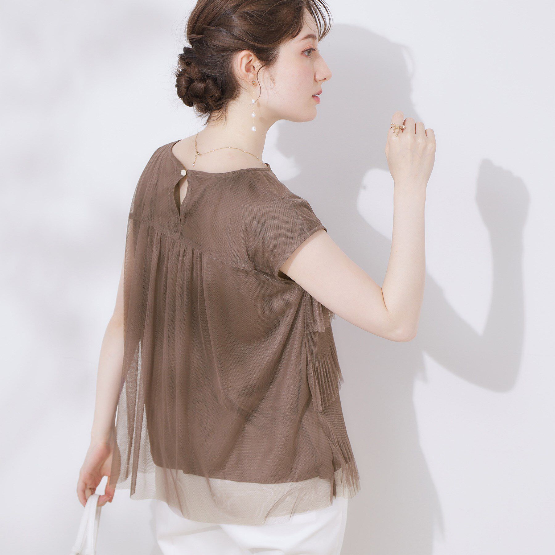 Couture broach「【マシンウォッシャブル・大人可愛い】チュールプリーツチュニック」|Tシャツ・カットソー|