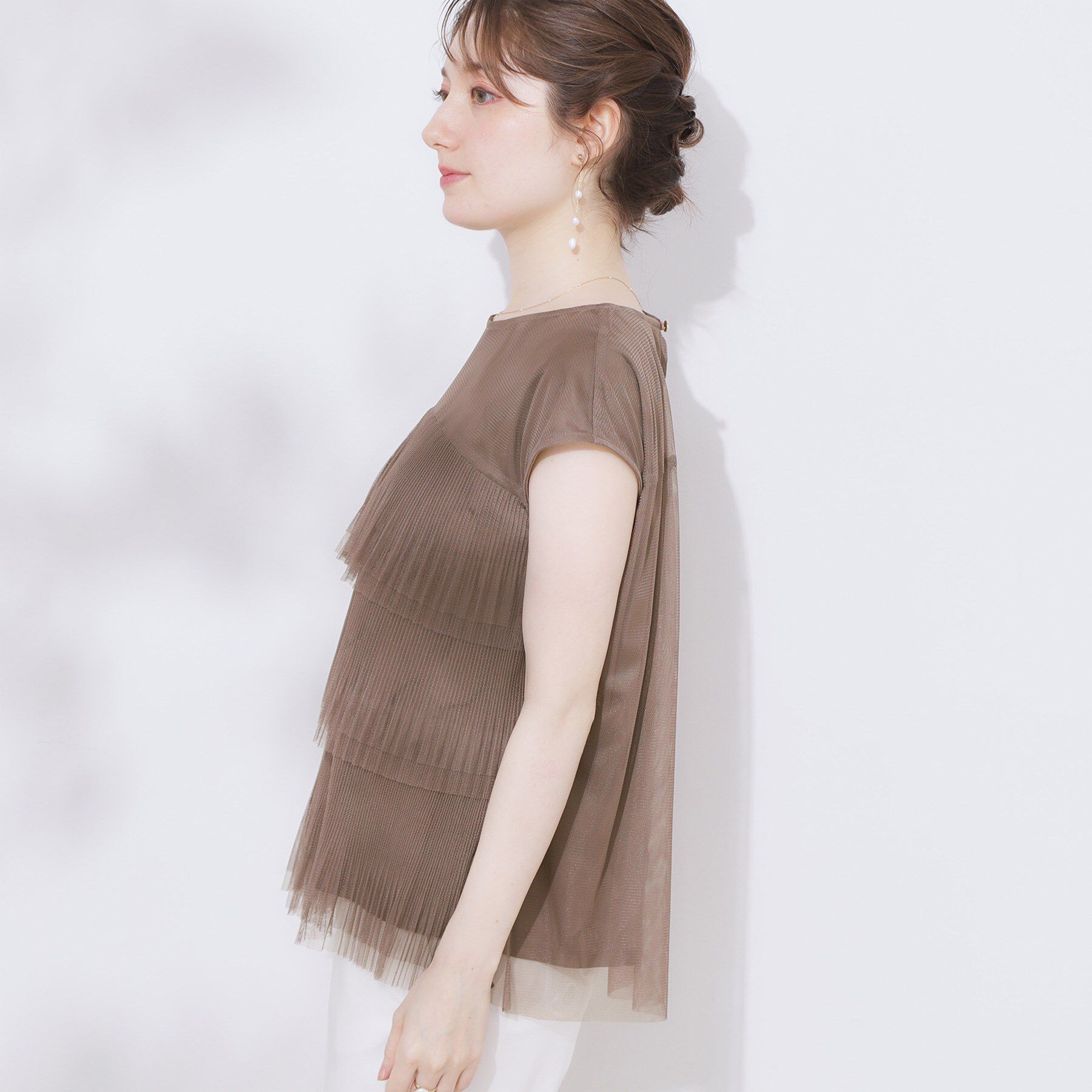 Couture broach「【マシンウォッシャブル・大人可愛い】チュールプリーツチュニック」|Tシャツ・カットソー|