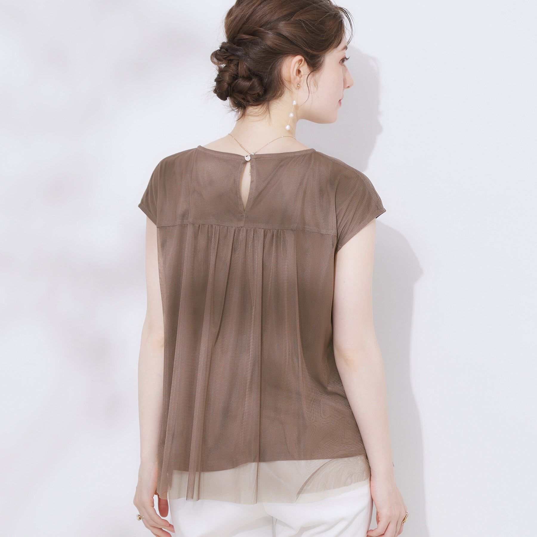 Couture broach「【マシンウォッシャブル・大人可愛い】チュールプリーツチュニック」|Tシャツ・カットソー|