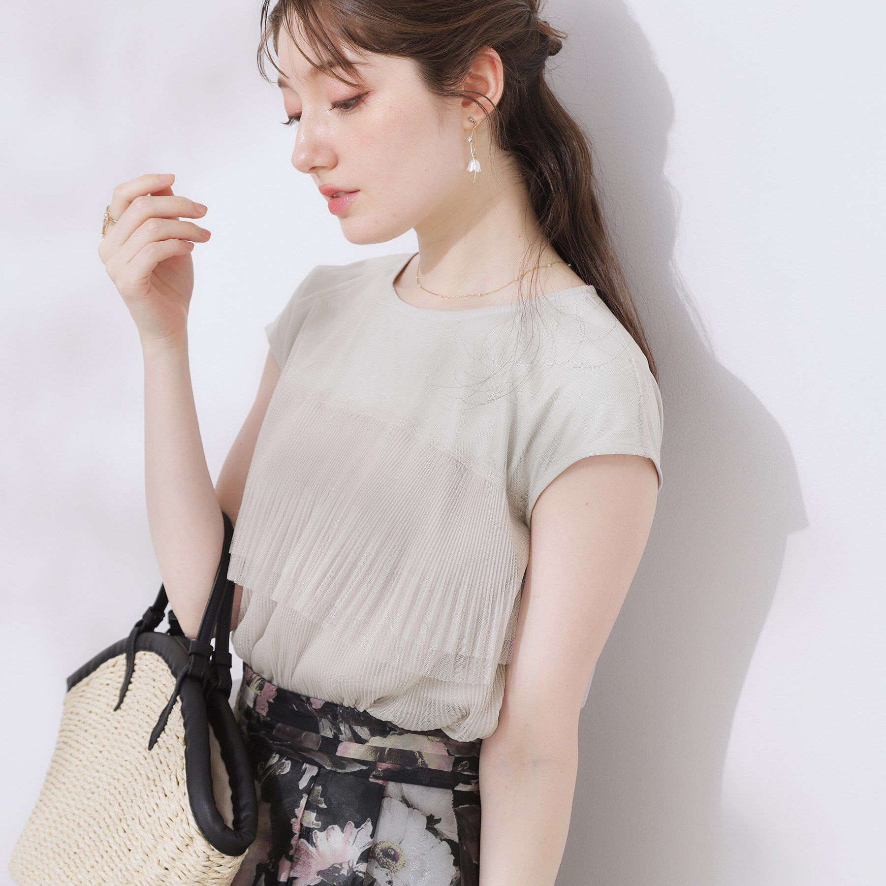 Couture broach「【マシンウォッシャブル・大人可愛い】チュールプリーツチュニック」|Tシャツ・カットソー|