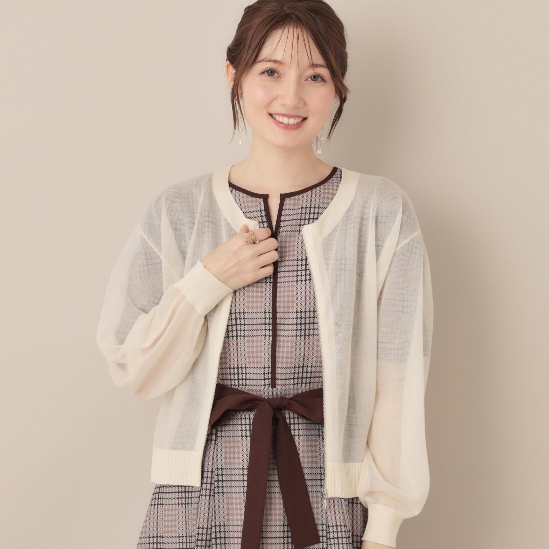 Couture broach「LEVITAシアージップアップブルゾン」|カーディガン|