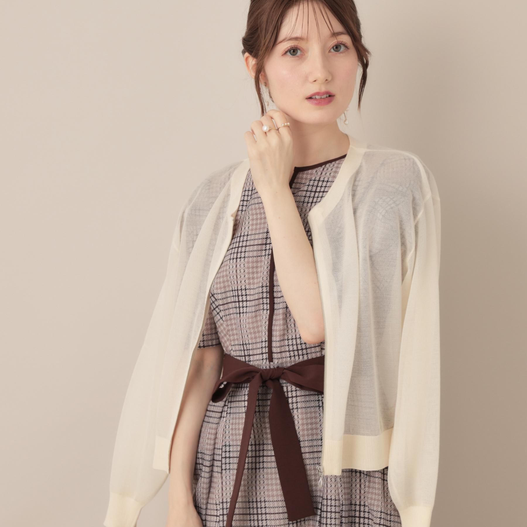 Couture broach「LEVITAシアージップアップブルゾン」|カーディガン|