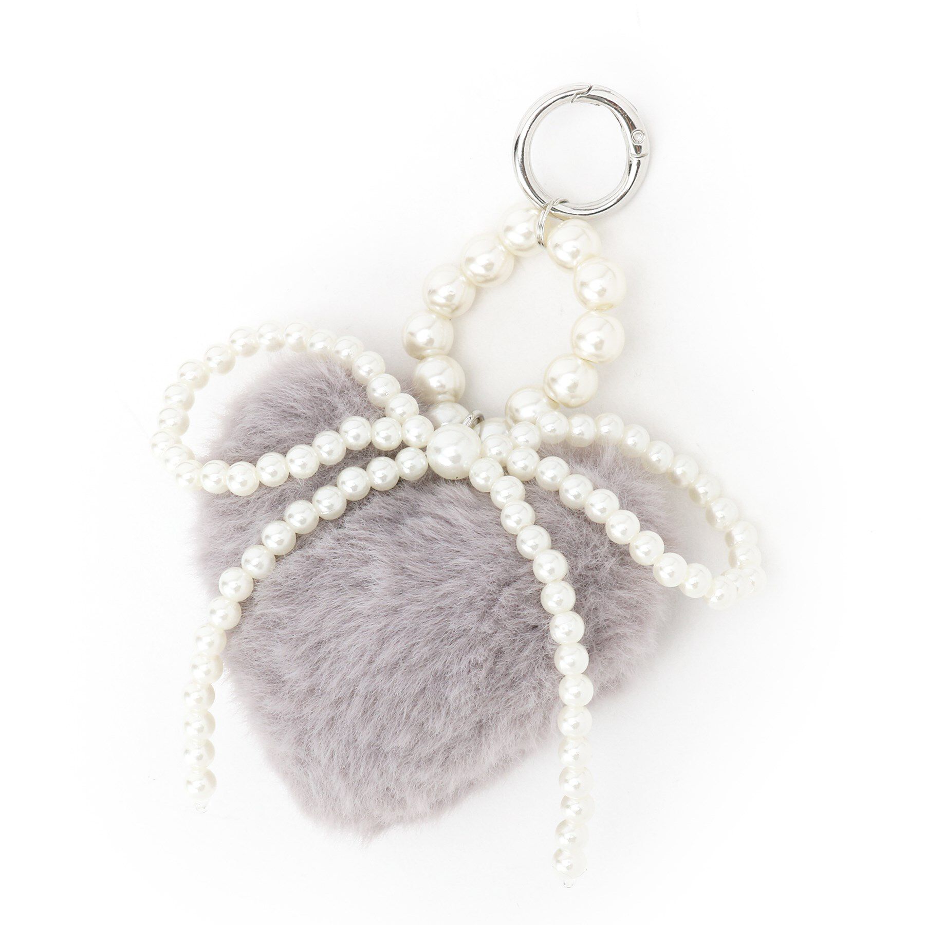 Couture broach「ハートフェイクファーチャーム」|キーケース|ライトグレー(011