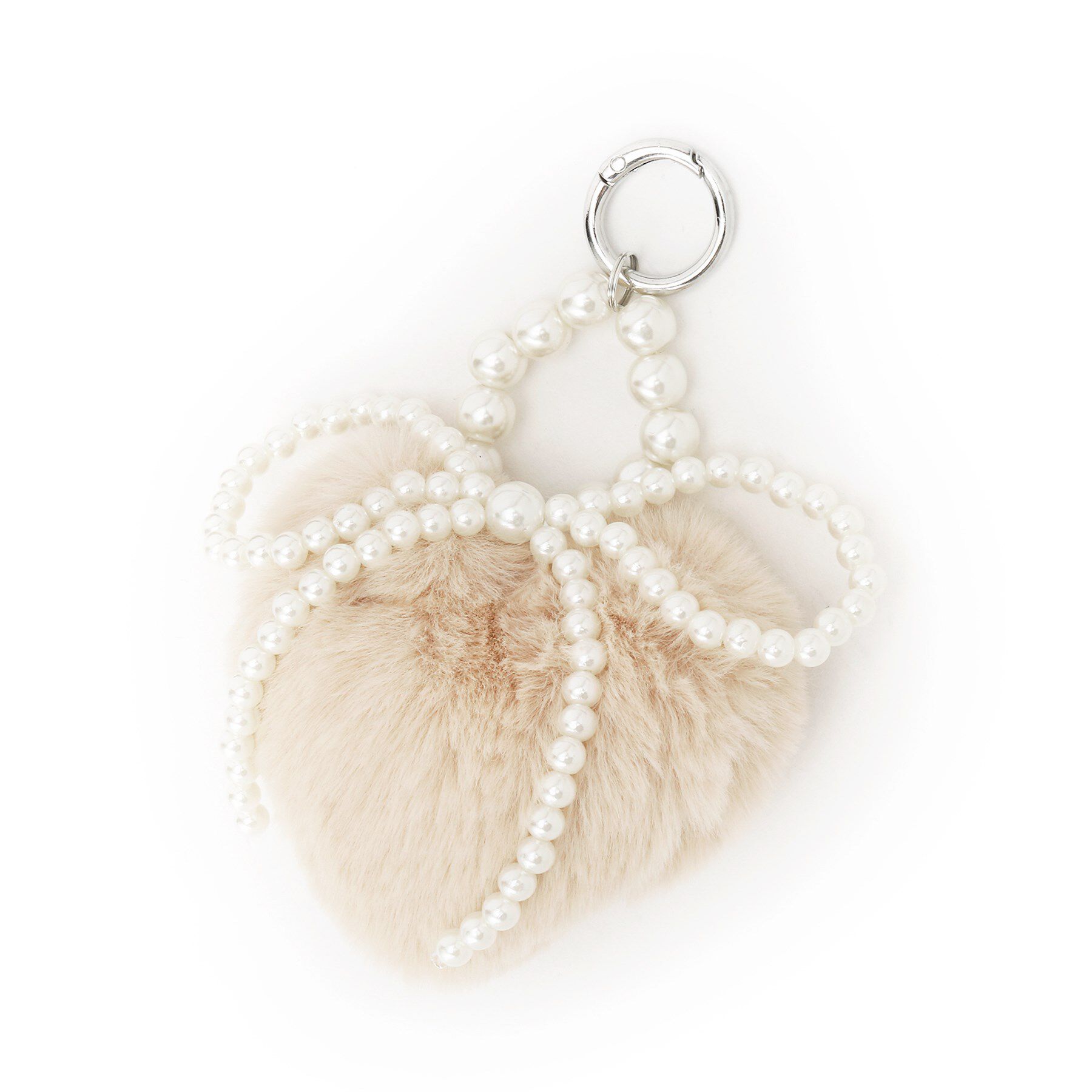 Couture broach「ハートフェイクファーチャーム」|キーケース|ピンクベージュ(05