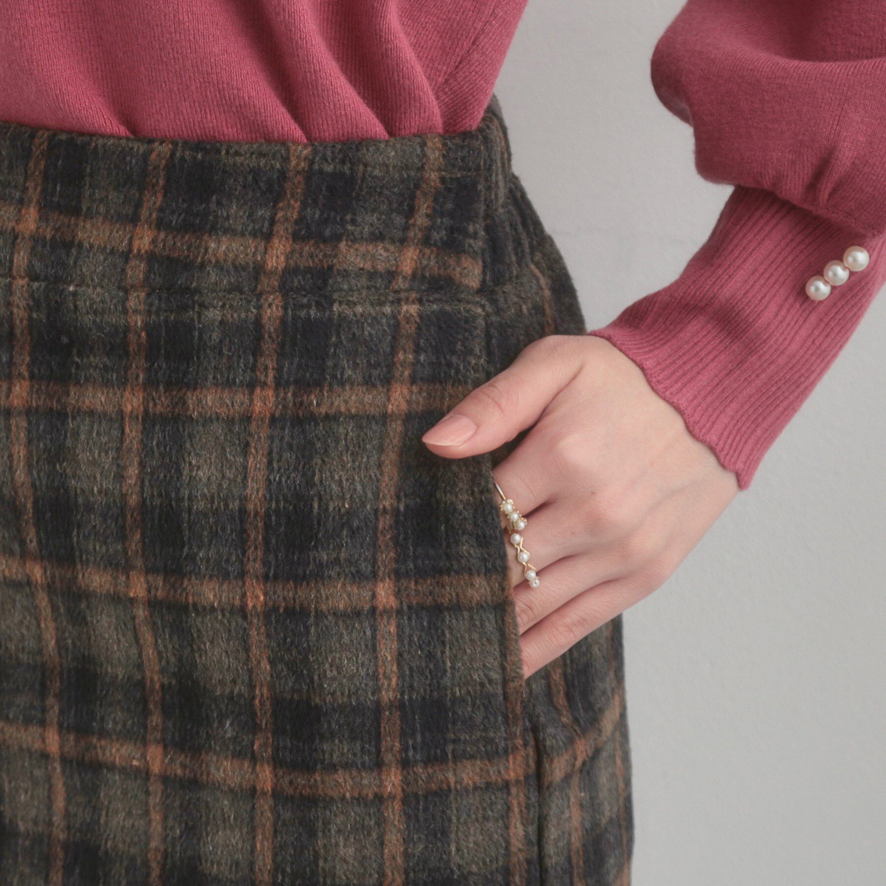 Couture broach「シャギーチェックIラインスカート」|スカート|