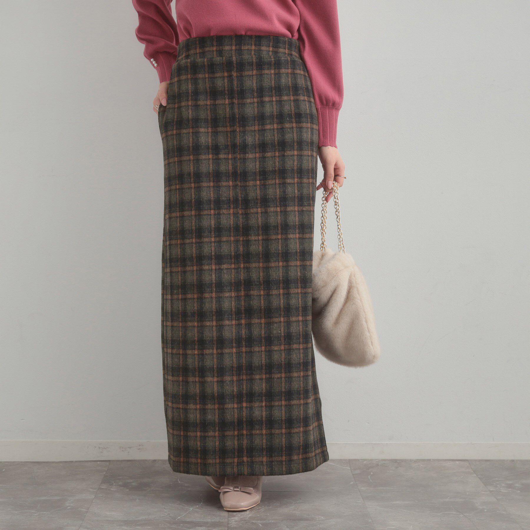 Couture broach「シャギーチェックIラインスカート」|スカート|