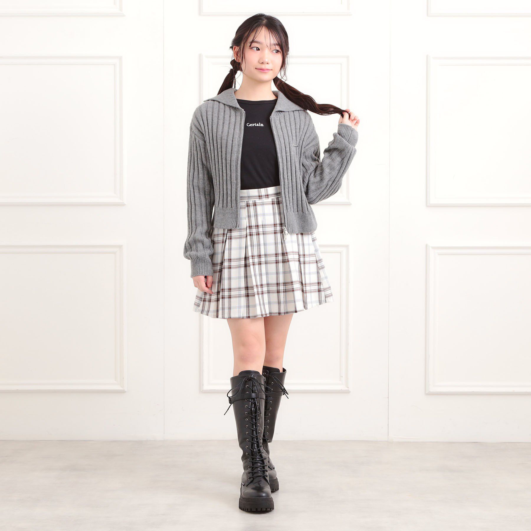 PINK-latte「微起毛プリーツスカート」|スカート|