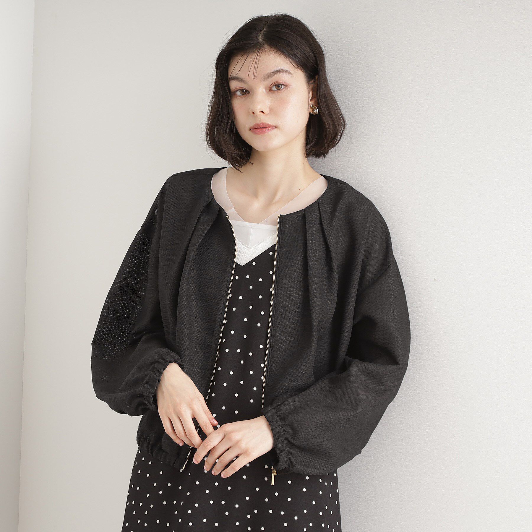 THE SHOP TK「パナマメッシュブルゾン【洗える】」|ブルゾン・スタジャン|ブラック(019)