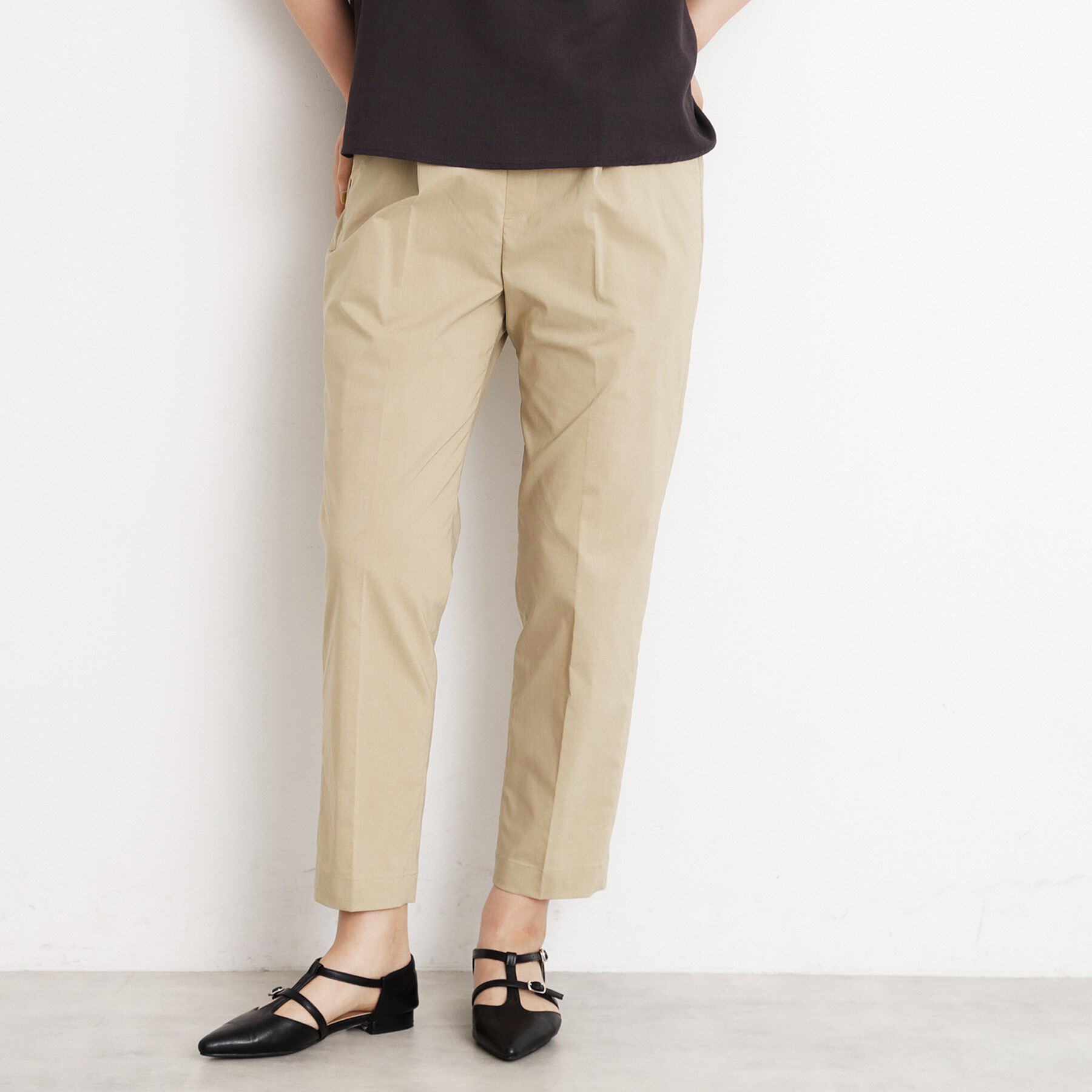 THE SHOP TK「【XS-XLサイズ/美シルエット】ハイパーストレッチテーパードパンツ/接触冷感/洗える」|その他|ベージュ(052)