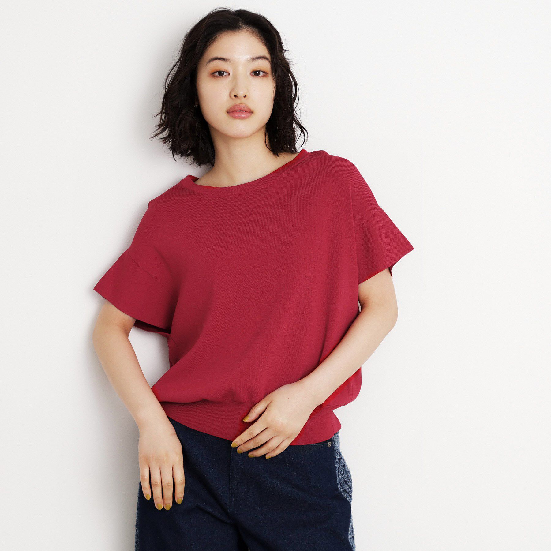 THE SHOP TK「さらさらフレアスリーブサマーニット【毛玉になりにくい/UV/洗濯機OK】」|ニット・セーター|