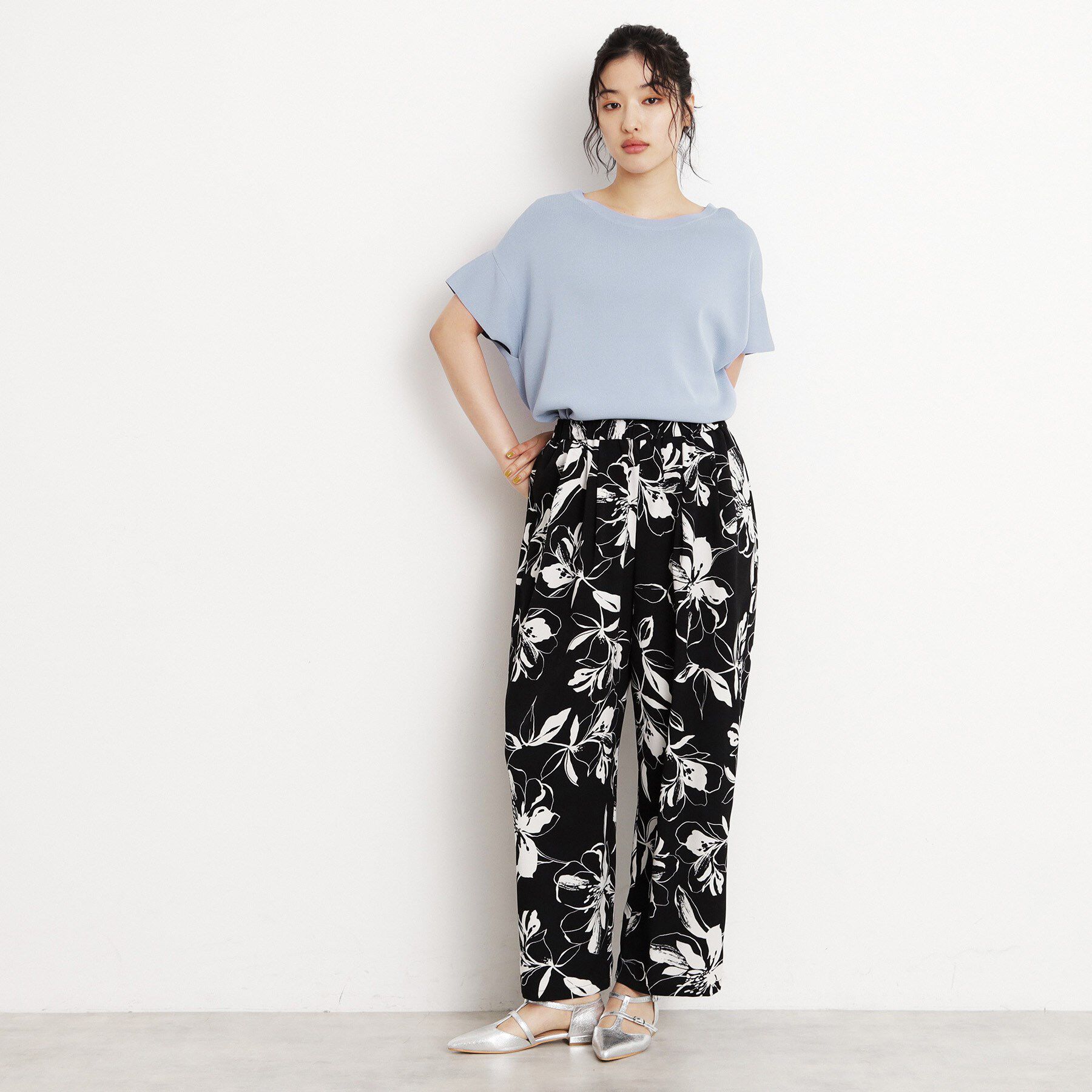 THE SHOP TK「さらさらフレアスリーブサマーニット【毛玉になりにくい/UV/洗濯機OK】」|ニット・セーター|