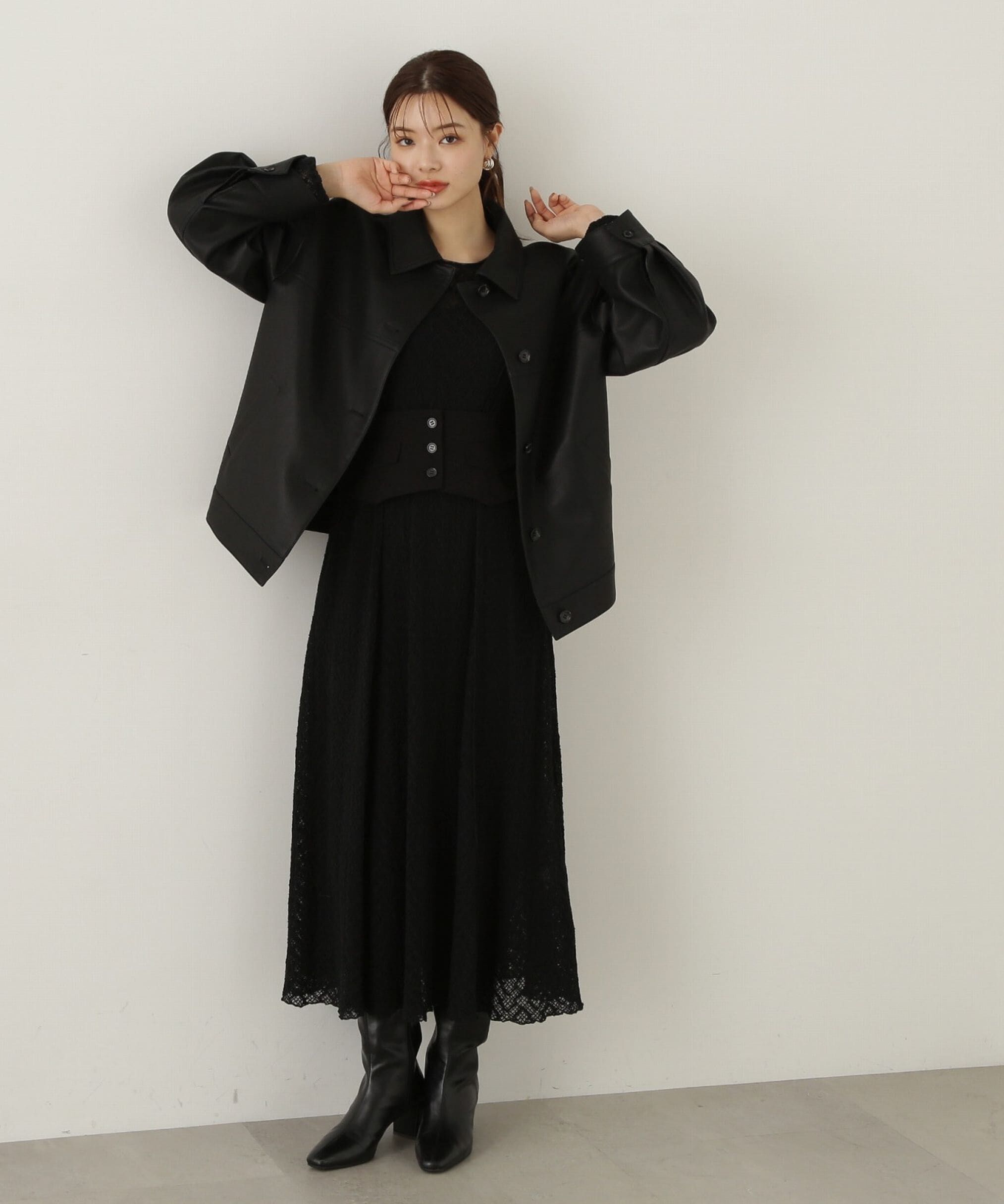 PROPORTION BODY DRESSING「コルセットベルト付きレースワンピース　24AW」|ワンピース|