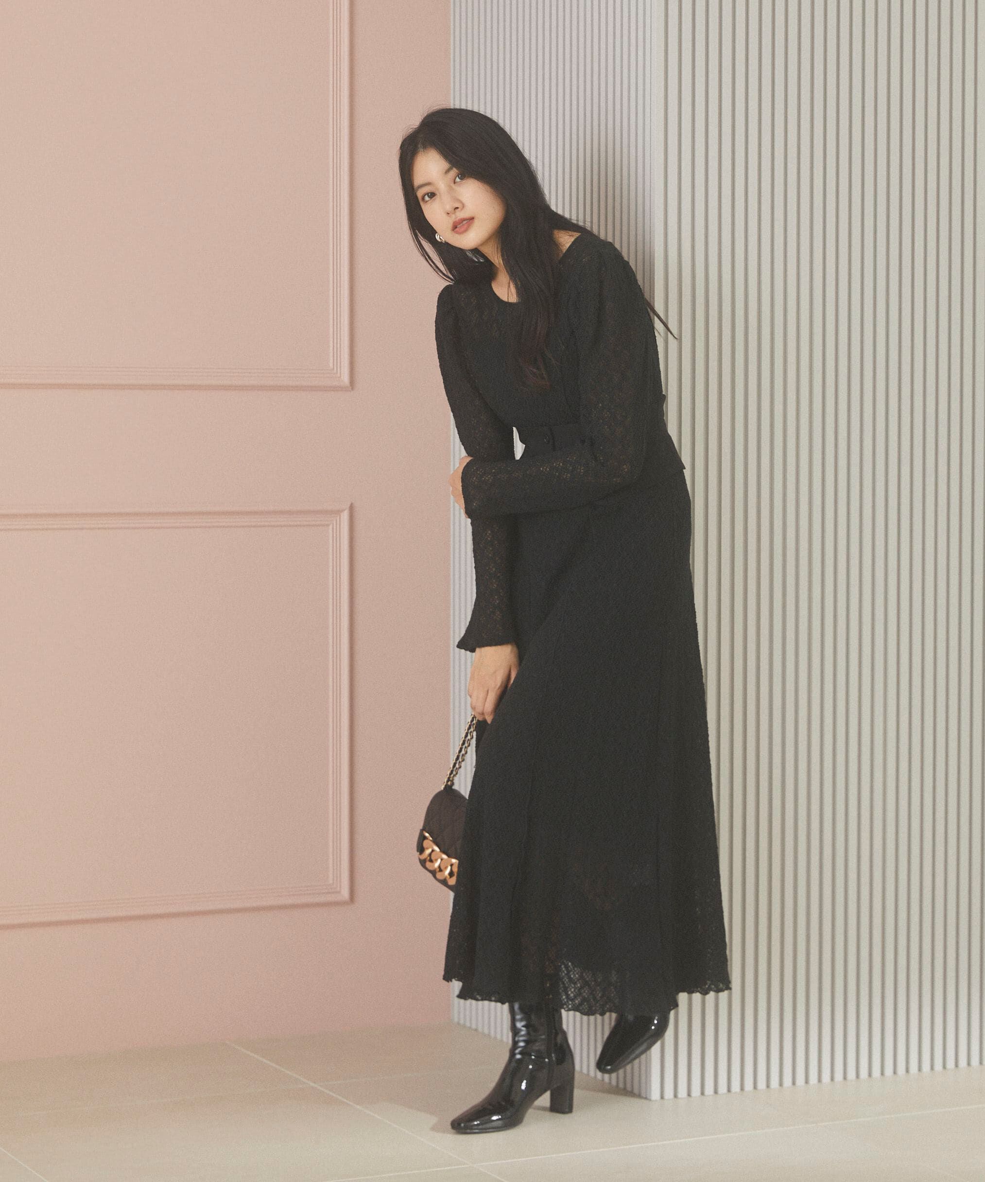 PROPORTION BODY DRESSING「コルセットベルト付きレースワンピース　24AW」|ワンピース|