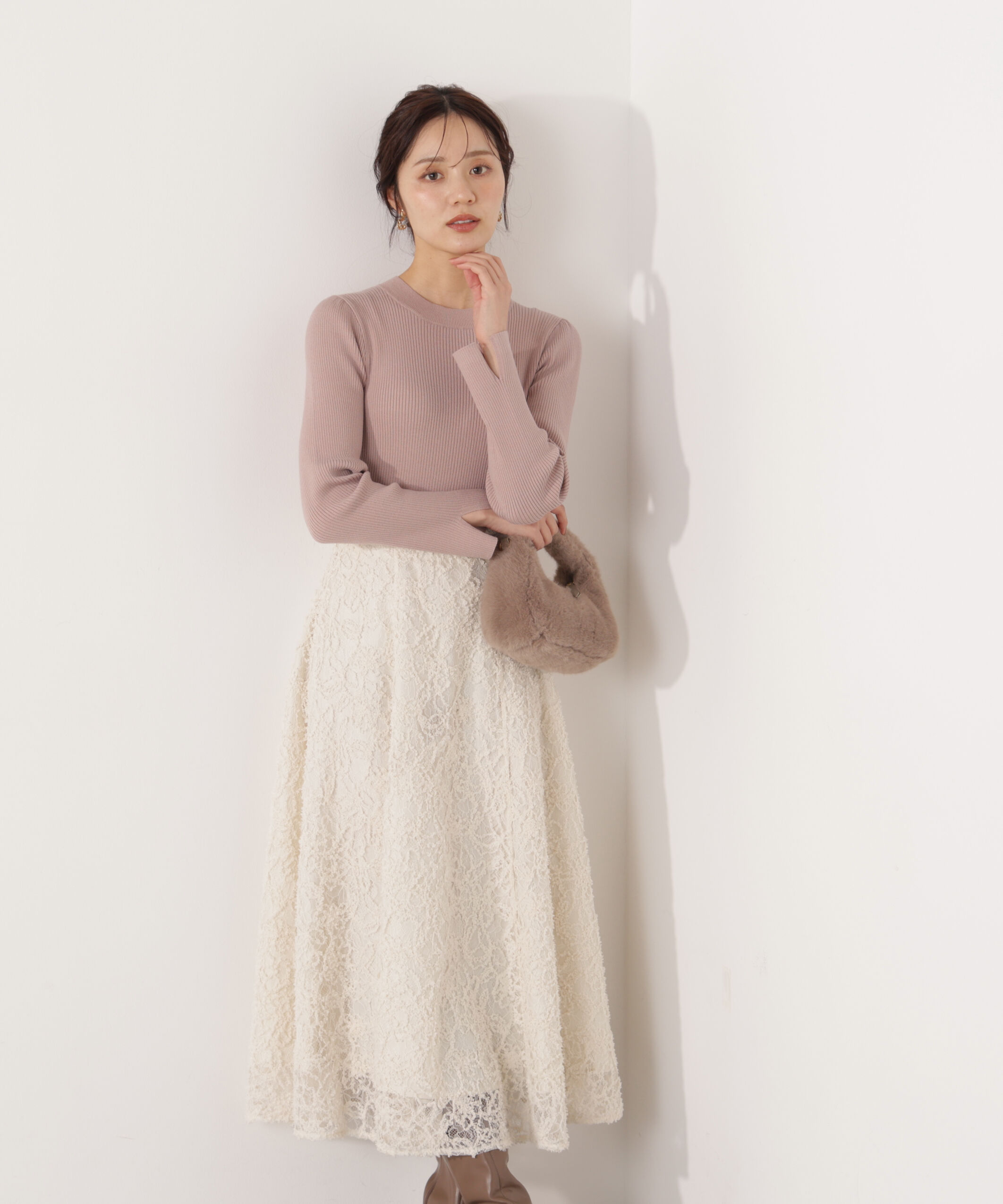 PROPORTION BODY DRESSING「レースドッキングニットワンピース 26SS」|ワンピース|