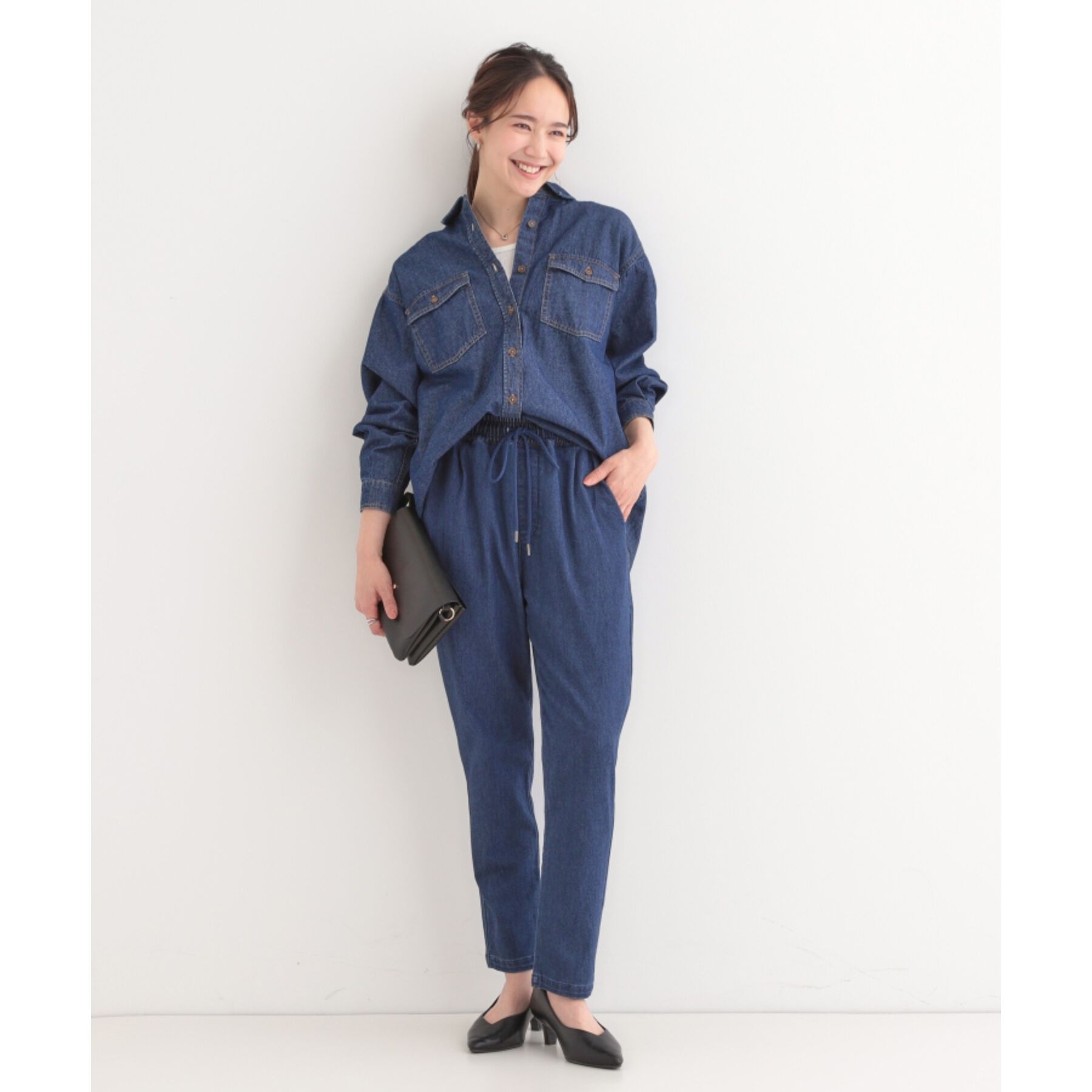 SHOO･LA･RUE「【洗える/SS-3L/美脚シルエット】アクティブ派のデニム イージーテーパードパンツ」|その他|