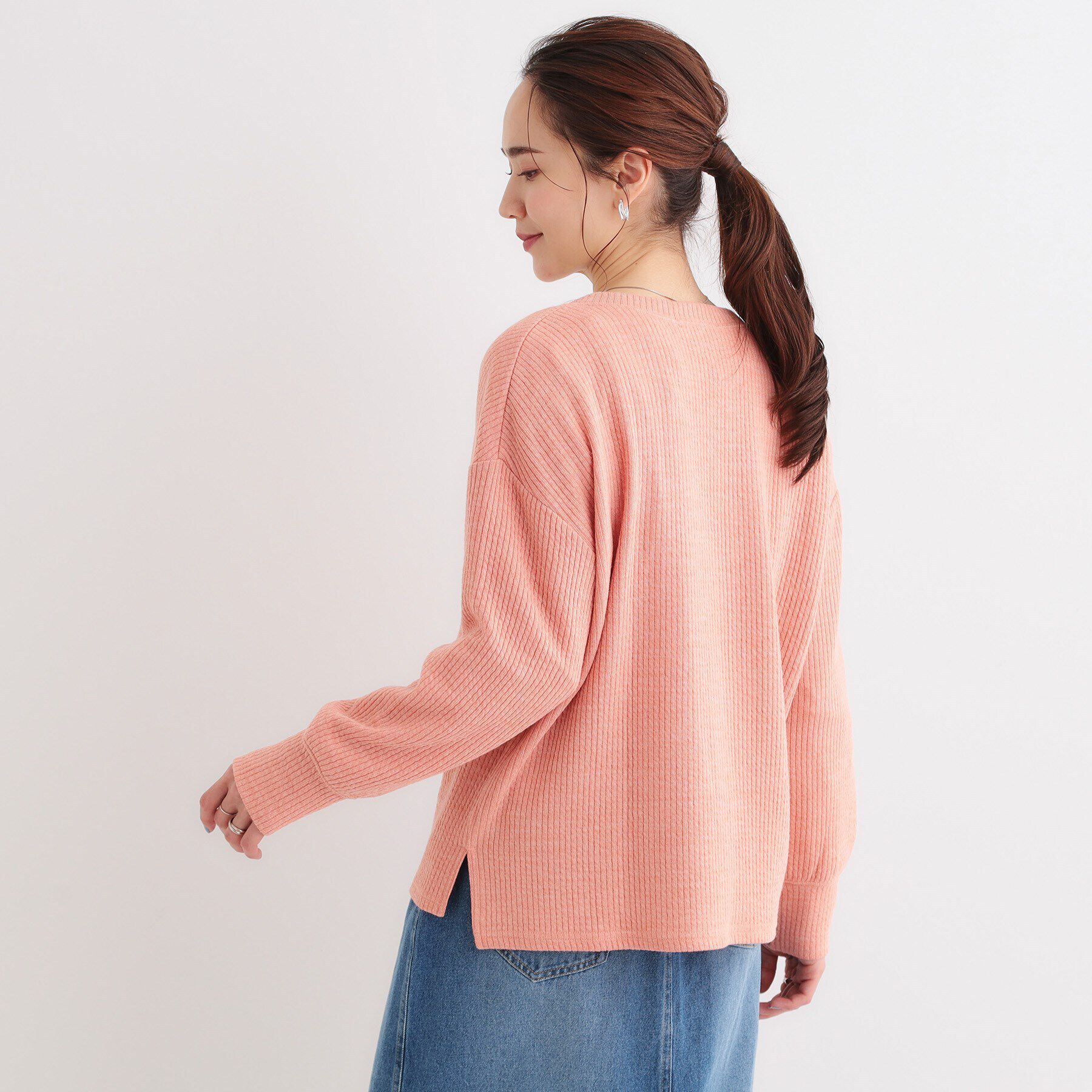 SHOO･LA･RUE「【S-LL】柔らかさが癖になる 凹凸Vネックカーディガン」|カーディガン|