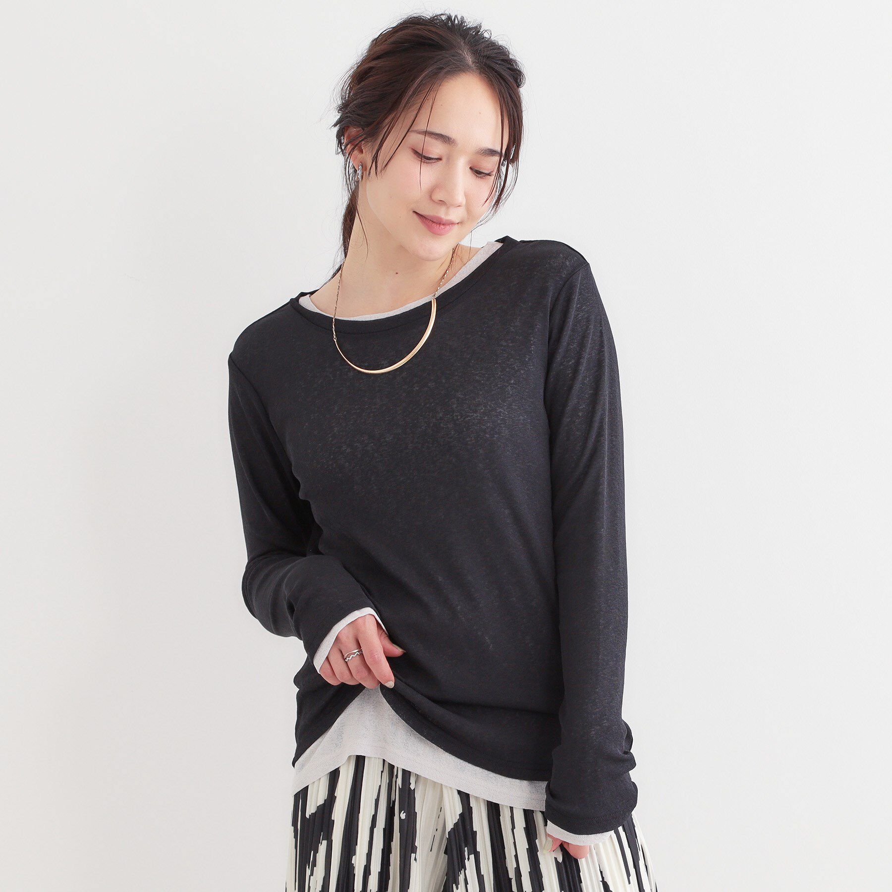 SHOO･LA･RUE「【洗える/S-LL/2点セット】1セットあると便利 シアーレイヤードロンTセット」|その他|