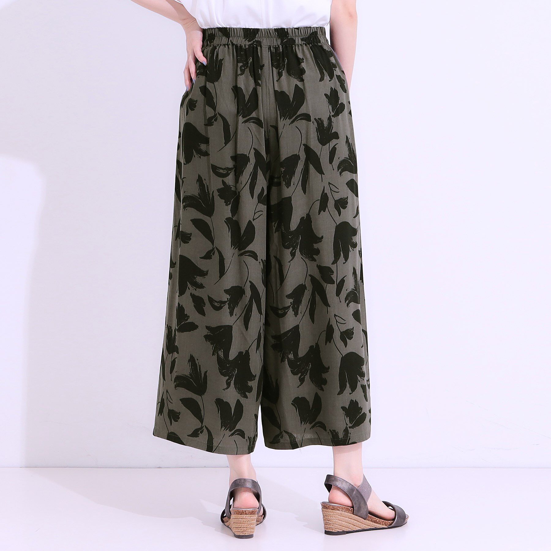 SHOO･LA･RUE「【S-LL/ひんやり】いつものコーデを華やかに 柄アソート 麻調ガウチョパンツ」|その他|