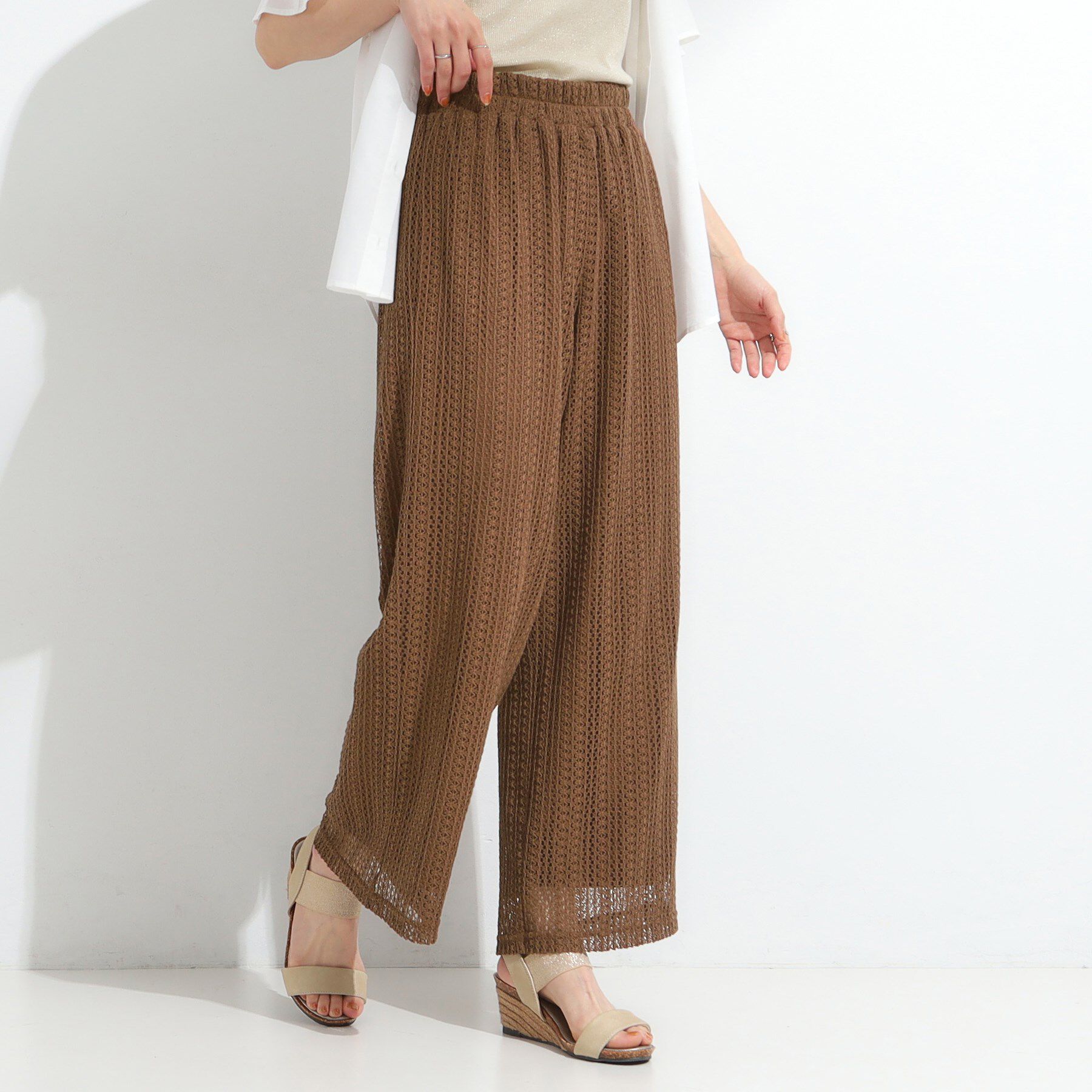 SHOO･LA･RUE「【S-LL】クロシェ風レースイージーワイドパンツ」|その他|
