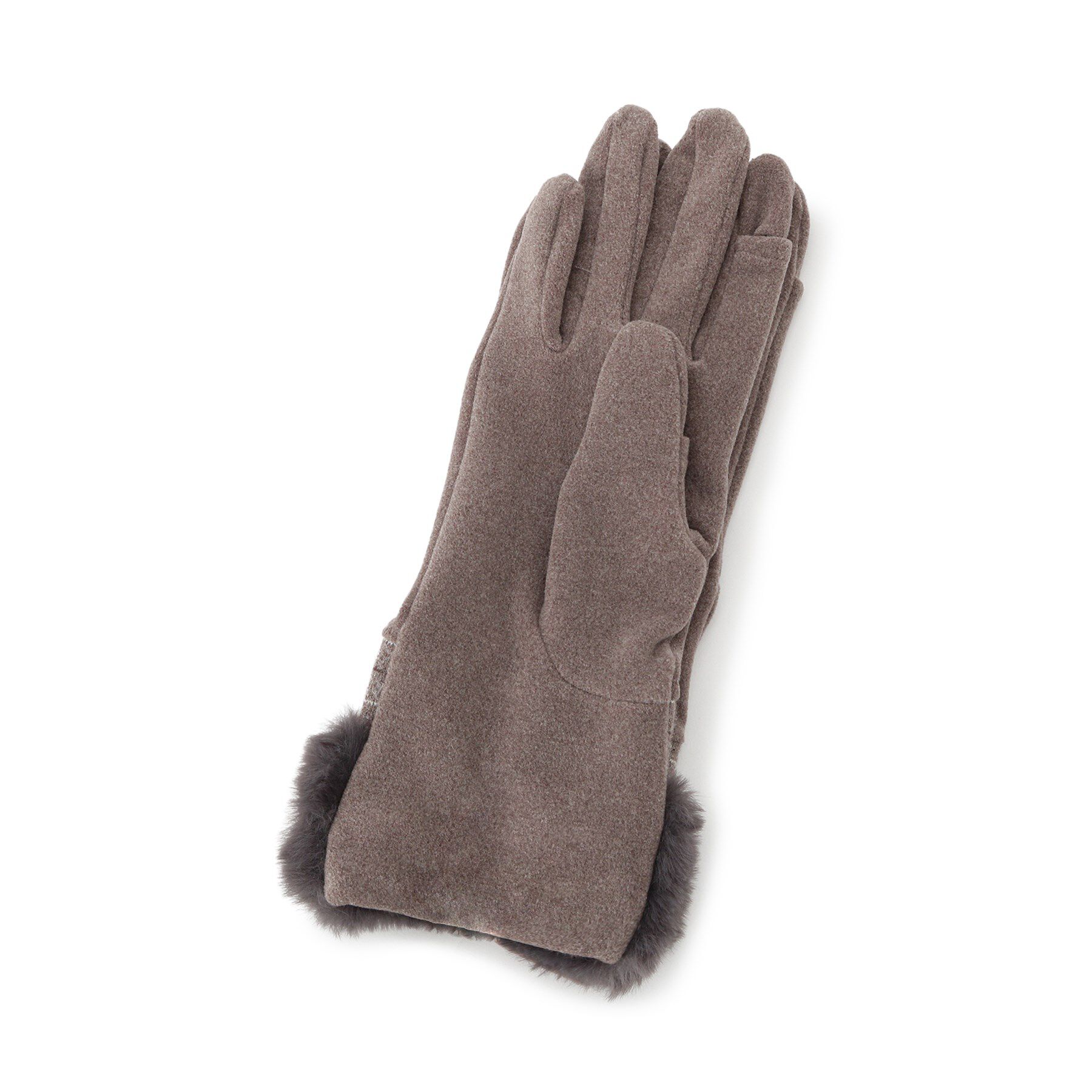 ITS&rsquo;DEMO「【手洗い可】リボン付フェイクファーカフスグローブ」|手袋|